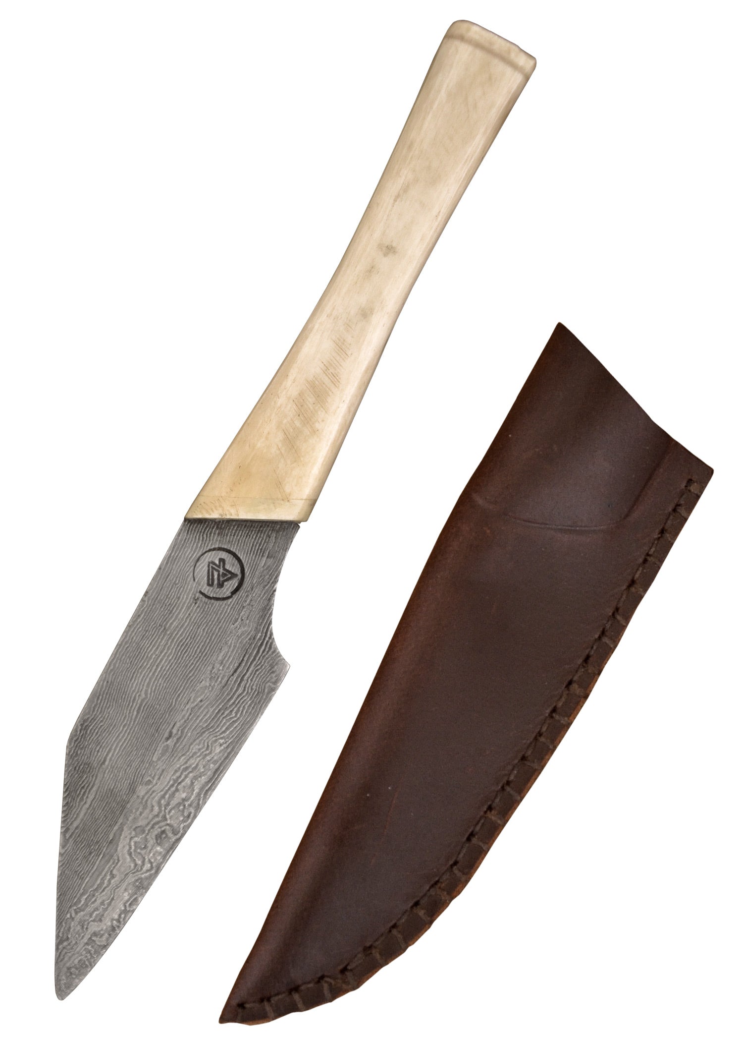 Imagen única de: Cuchillo Sajón Pequeño Con Hoja De Damasco Y Funda.