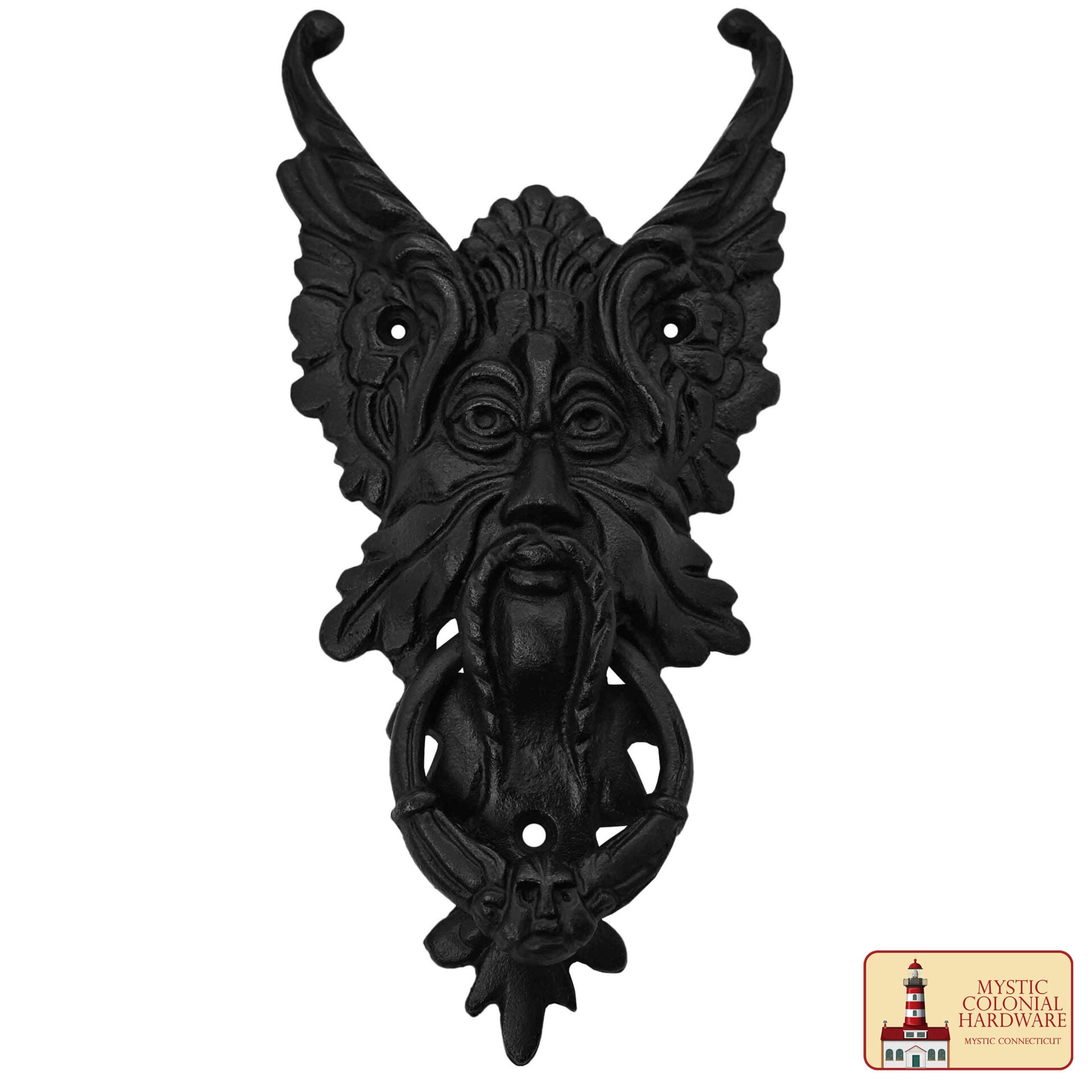 Picaporte Oberon negro para puerta - 8.2 x 3.9 pulgadas (hecho a mano)