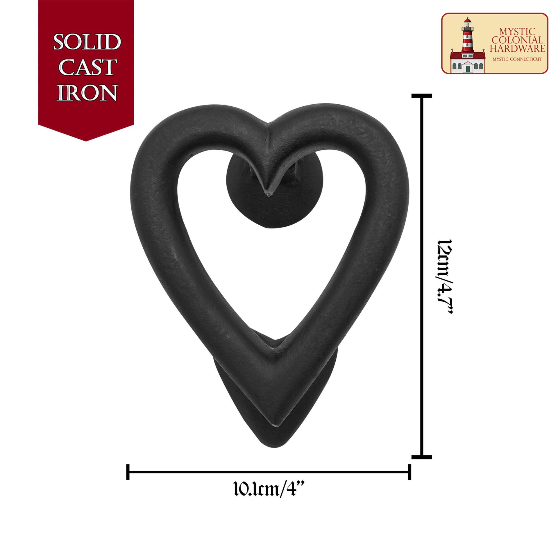 Aldaba de puerta con corazón en hierro forjado 4.5 x 4 pulg - imagen 3