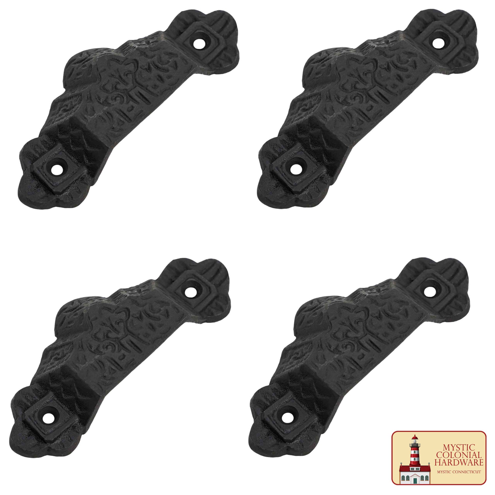 Imagen única de: Juego de 4 Tiradores de Hierro Fundido Rústico: Ideal para Ambientes Victorianos, Coloniales, Retro, Steampunk, Góticos, Barrocos y Medievales, (10.1x4.1) Cm
