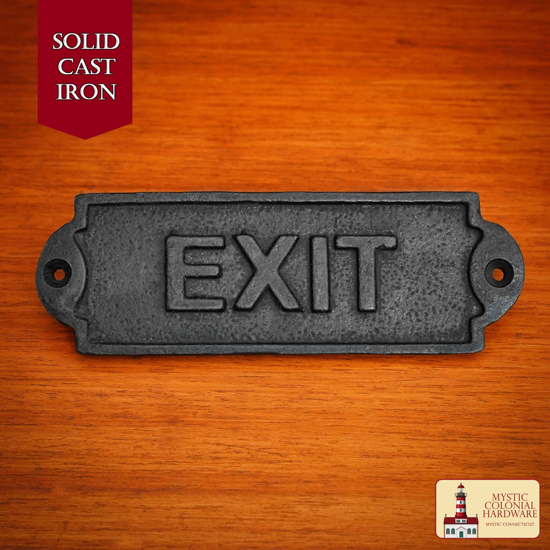 Imagen única de: Señal de Salida Vintage de Hierro Forjado Macizo - Placa para Puerta de Hierro Fundido Hecha a Mano - Accesorio de Ferretería Industrial Rústica (15 X 5 Cm)