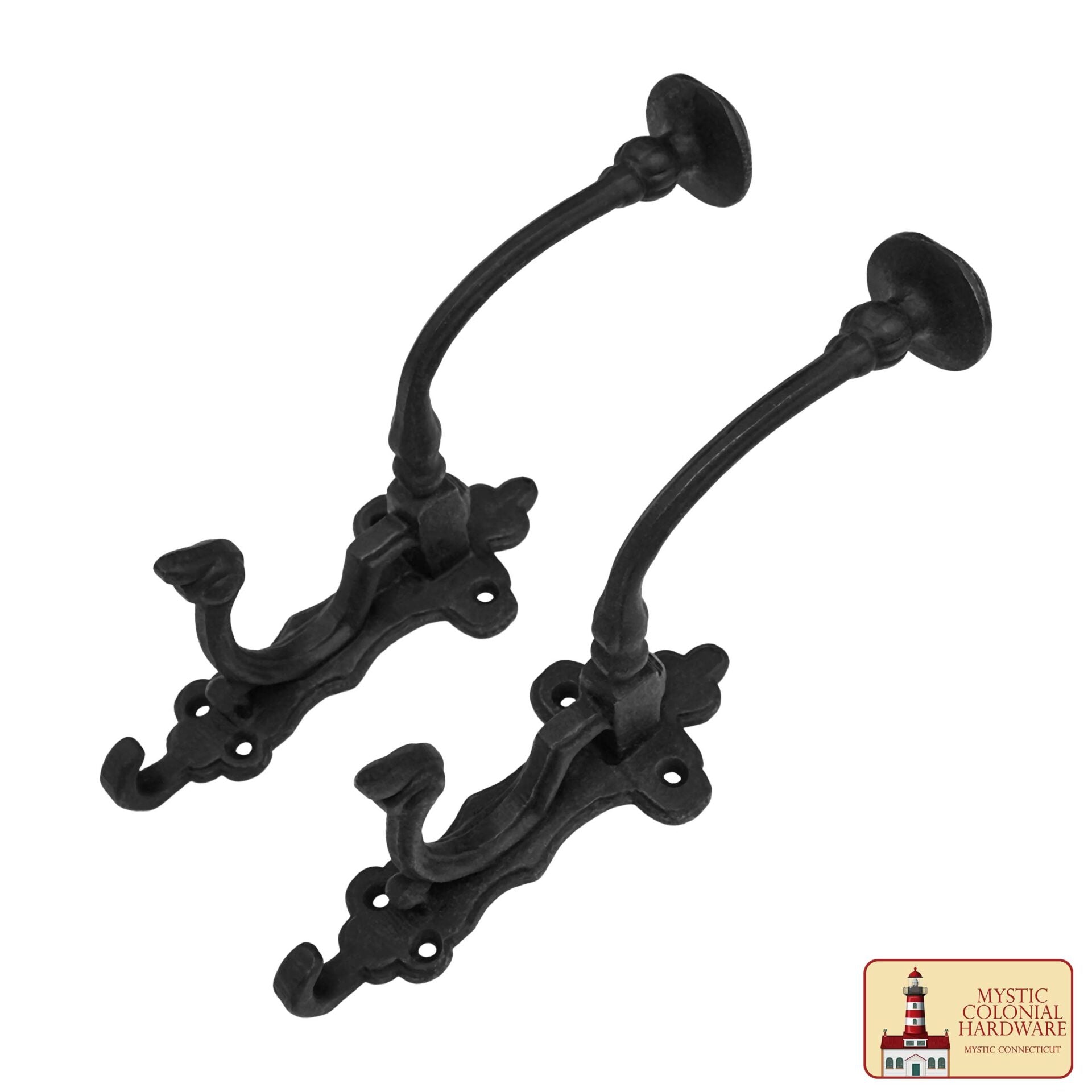 Imagen única de: Ganchos de Pared Rústicos de Hierro Fundido, Ganchos Utilitarios Retro Resistentes para Colgar Abrigos, Bolsos, Toallas, Batas, Sombreros y Más, Paquete de 2, Negro : Grande