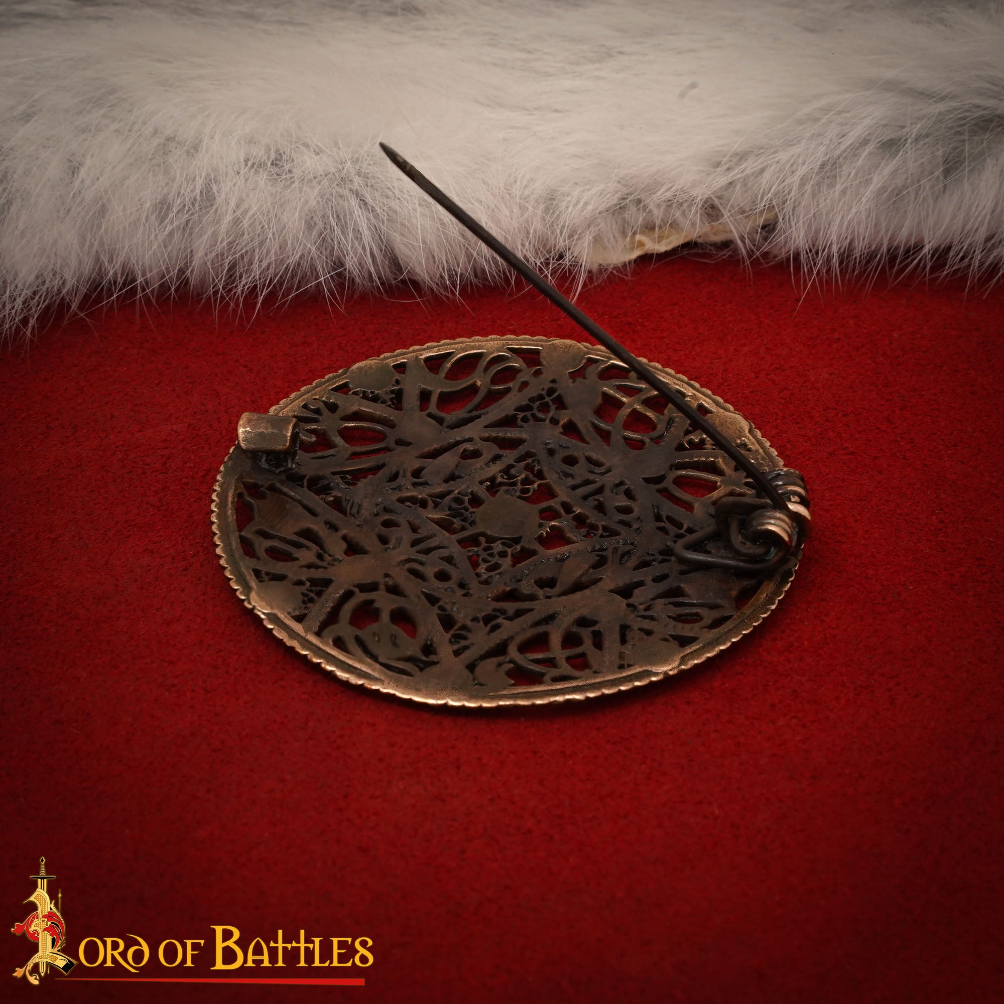 Imagen única de: Broche de Disco Redondo de Bronce Vikingo - Patrón de Filigrana Estilo Nórdico del Siglo X