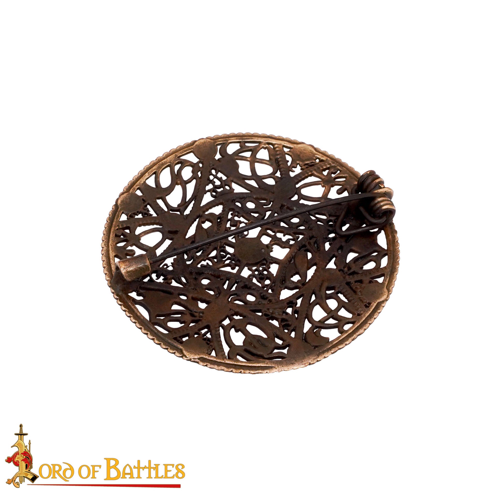 Broche disco vikingo de bronce con filigrana estilo Urnes, 6 cm - imagen 15