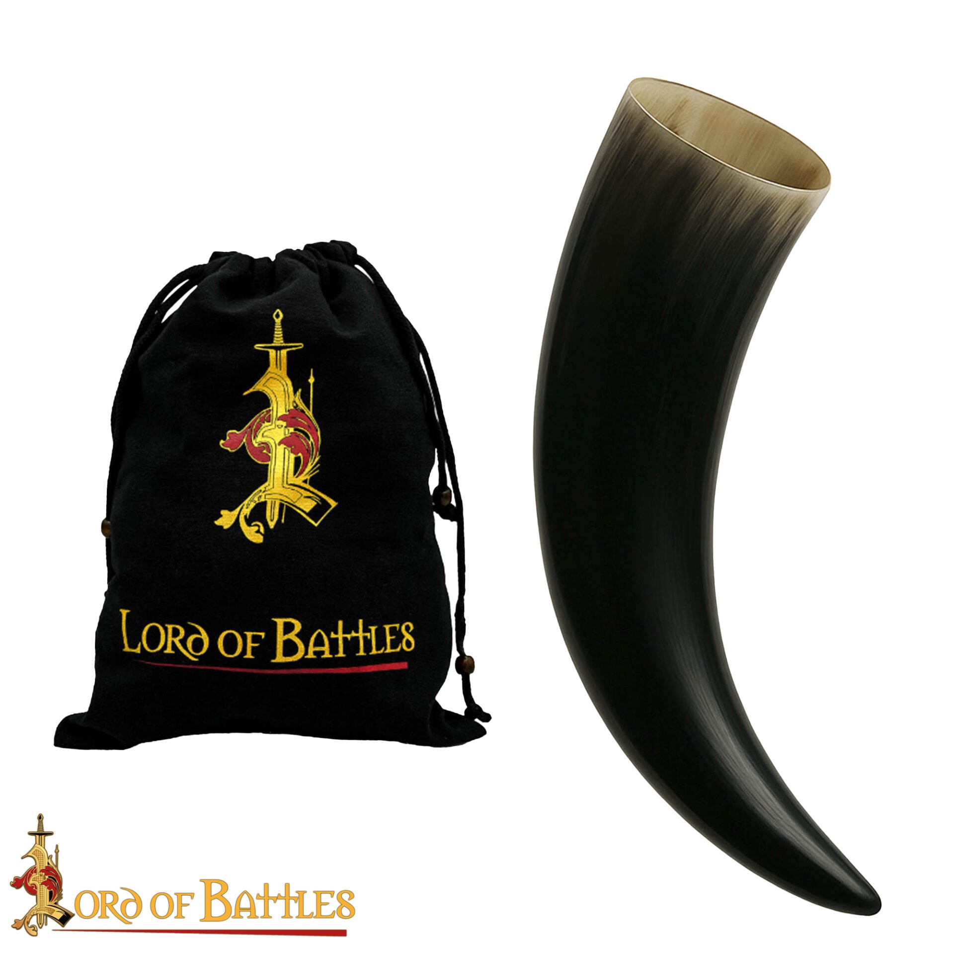Cuerno de beber vikingo en cuerno de buey pulido - imagen 11