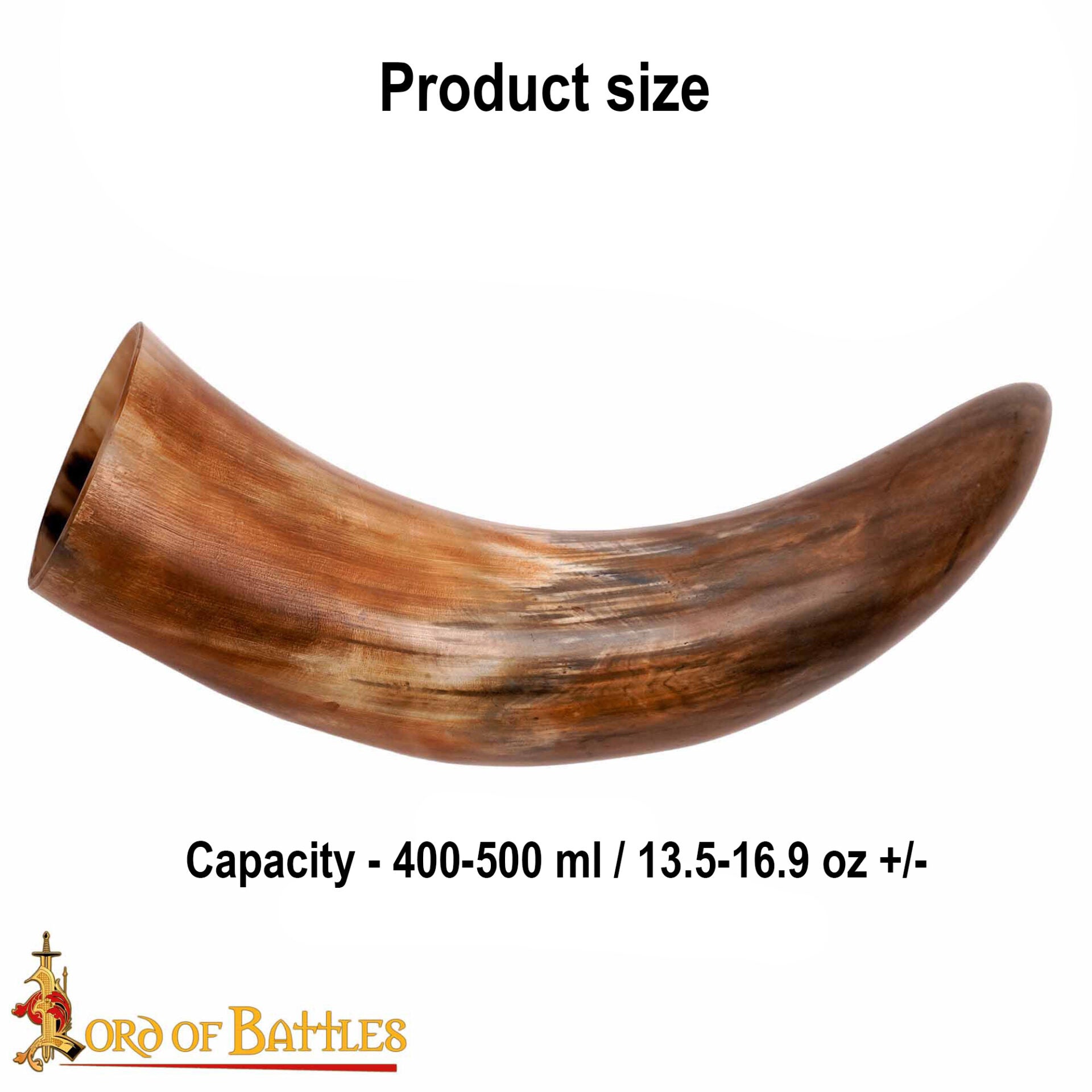 Cuerno vikingo 400–500 ml, auténtico cuerno de buey, acabado natural - imagen 3