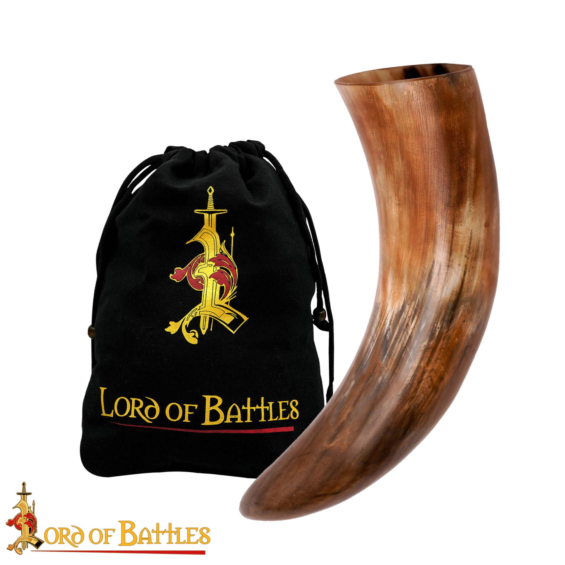 Cuerno vikingo 400–500 ml, auténtico cuerno de buey, acabado natural - imagen 4