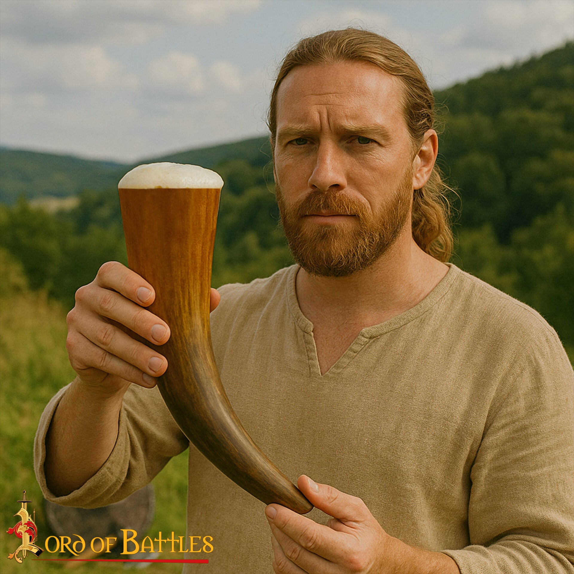 Cuerno vikingo 400–500 ml, auténtico cuerno de buey, acabado natural - imagen 6