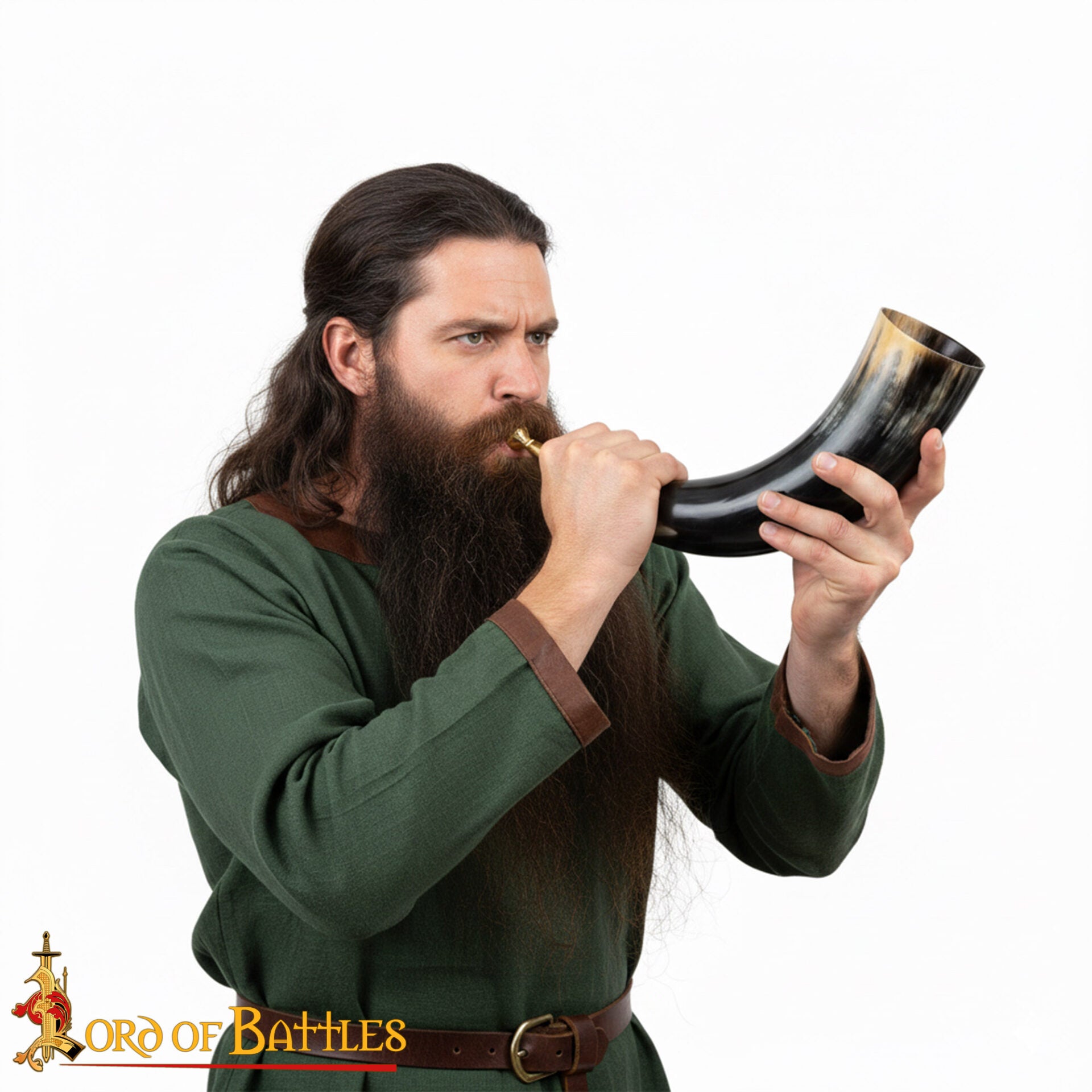 Cuerno vikingo con boquilla de latón macizo - imagen 3