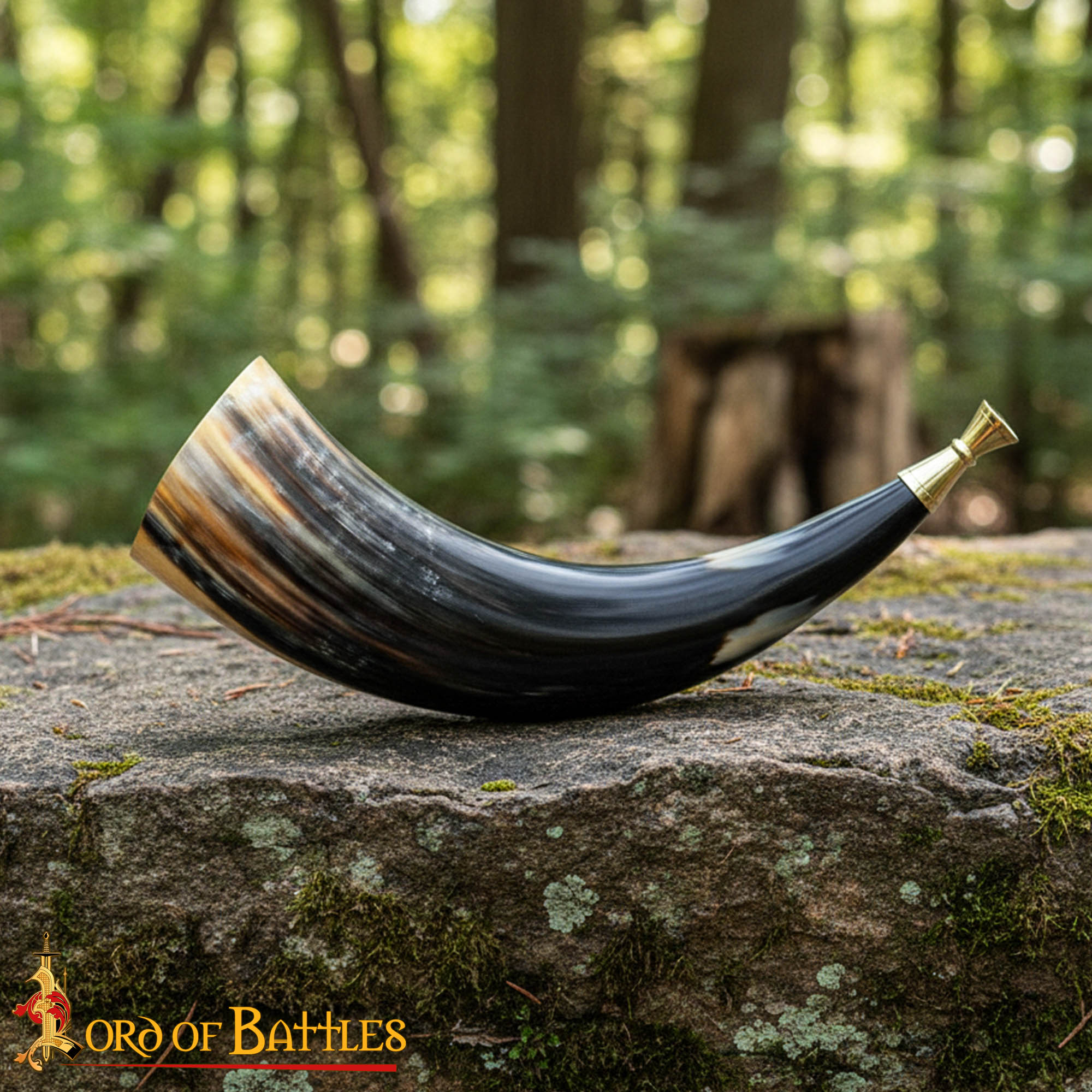 Cuerno vikingo con boquilla de latón macizo - imagen 4