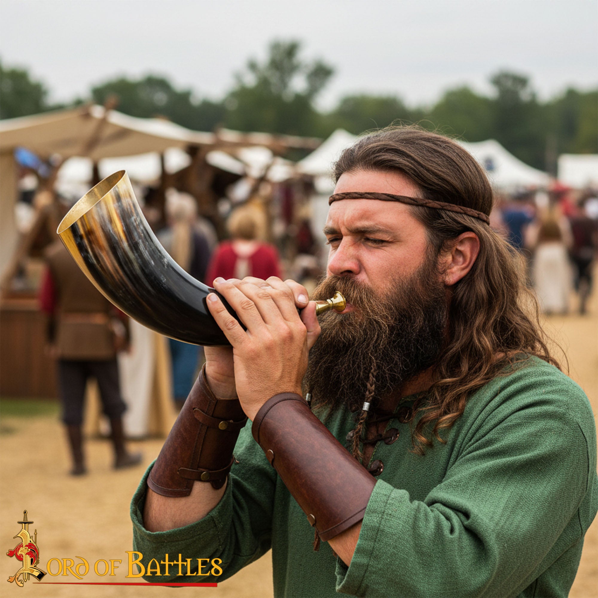 Cuerno vikingo con boquilla de latón macizo