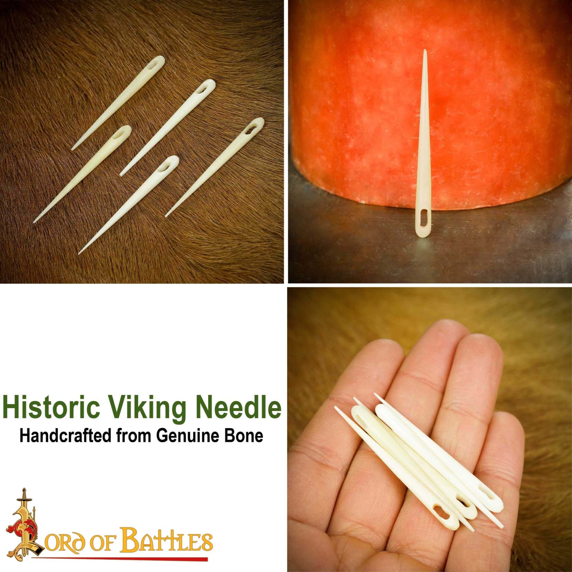 Imagen única de: Pack de 5 Agujas Vikingas - Cuerno Artesanal