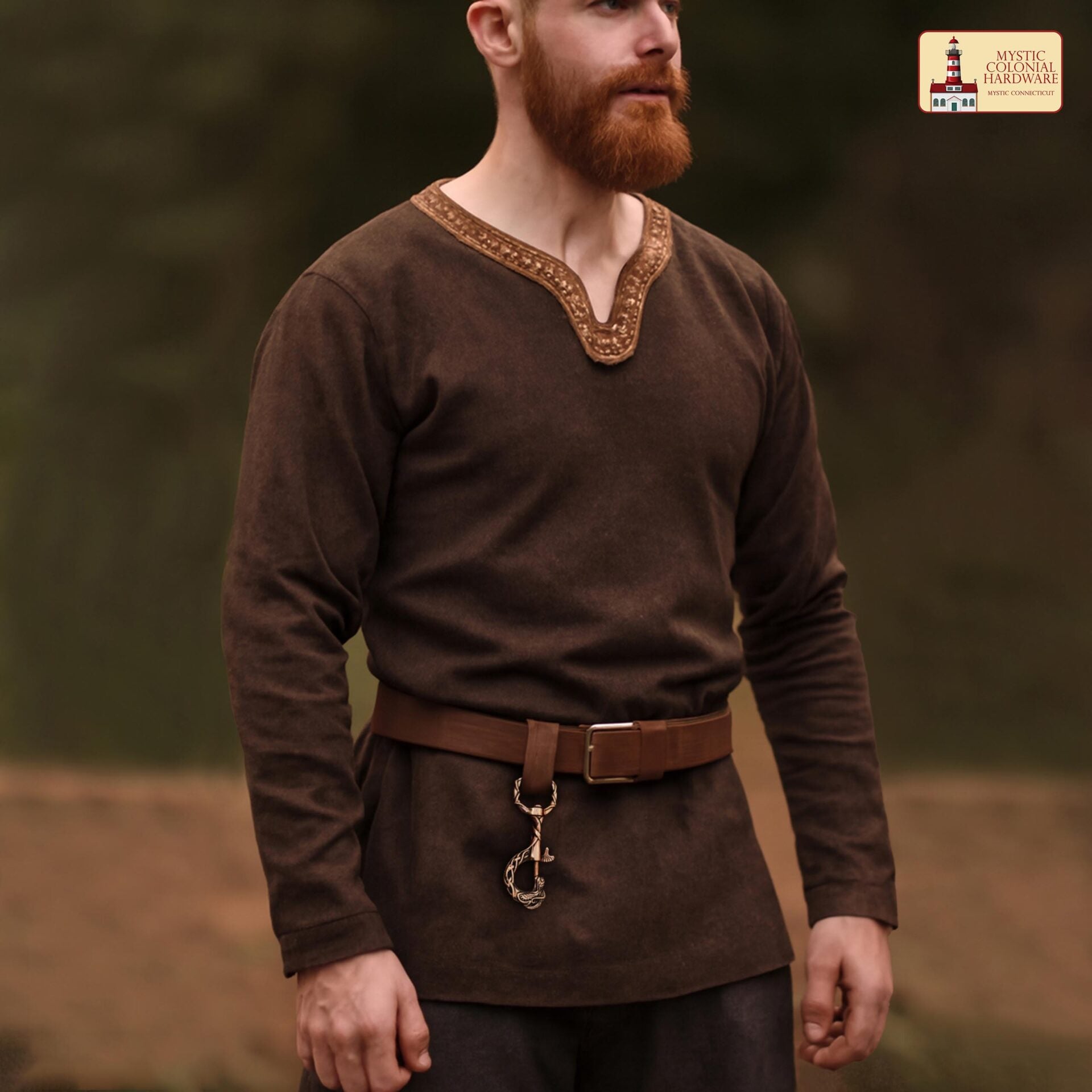 Gancho de bronce con cabeza de dragón vikingo — hecho a mano para correas y llaveros - imagen 7