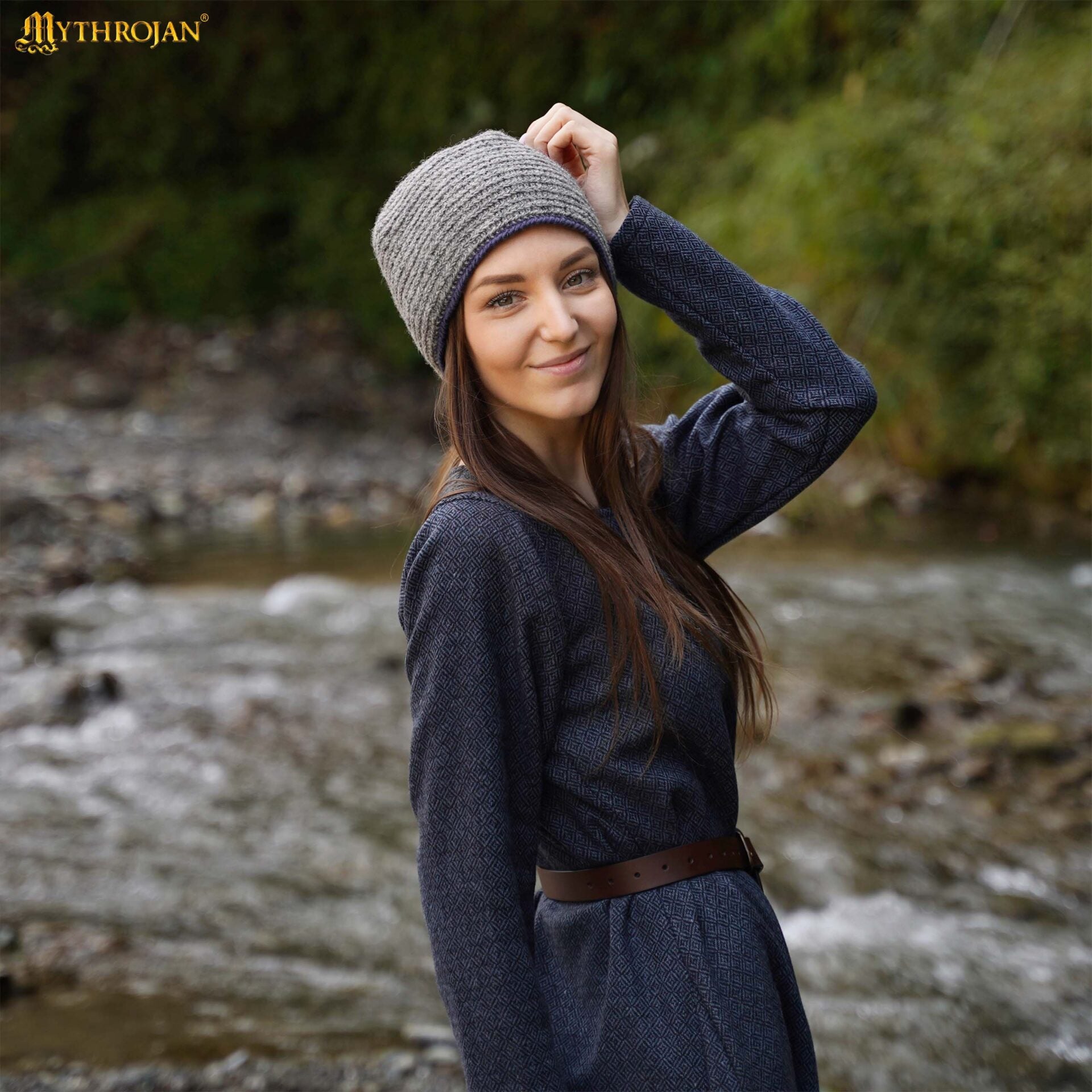 Gorro vikingo naalbinding de 100% lana, hecho a mano