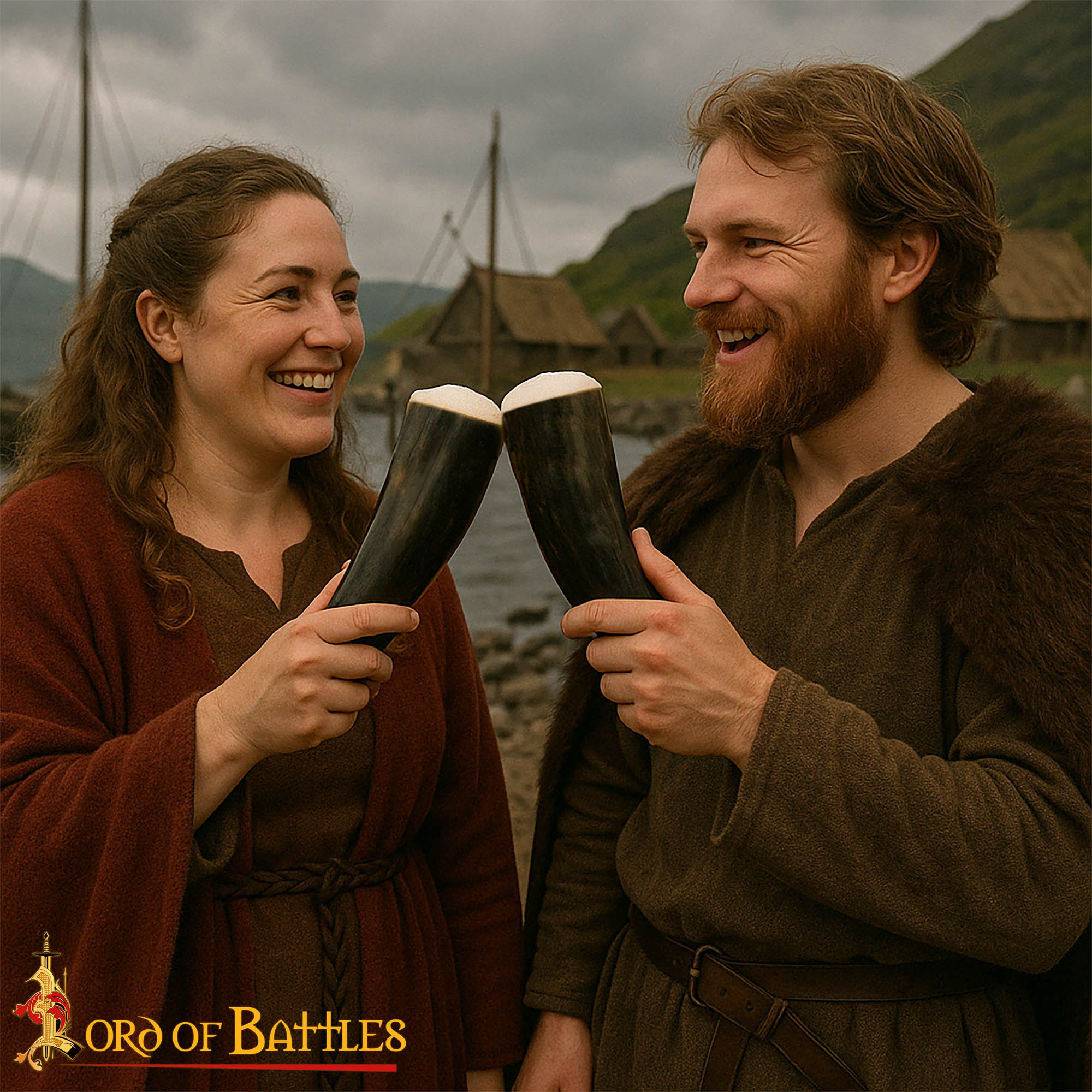 Cuerno de beber vikingo en cuerno de buey pulido - imagen 17