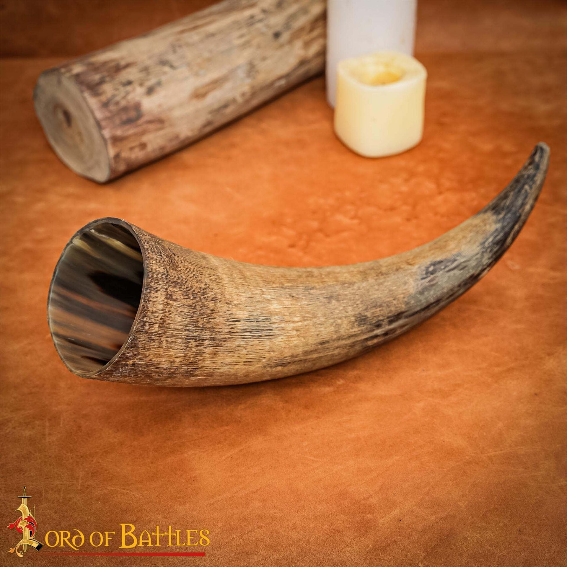 Cuerno vikingo de buey natural — Vaso artesanal para hidromiel - imagen 16