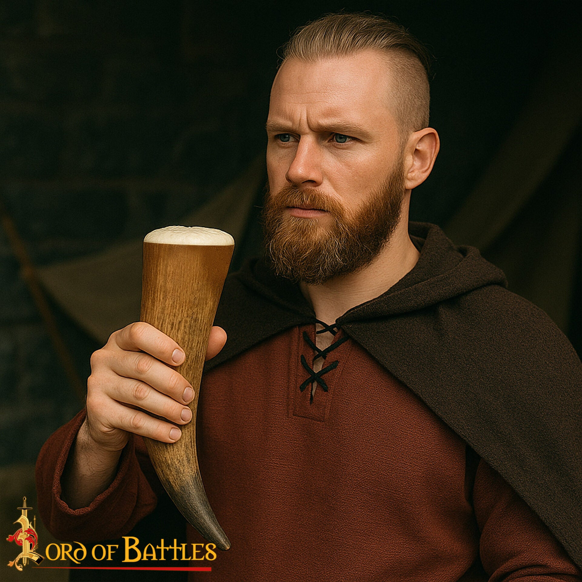 Cuerno vikingo de buey natural — Vaso artesanal para hidromiel - imagen 3