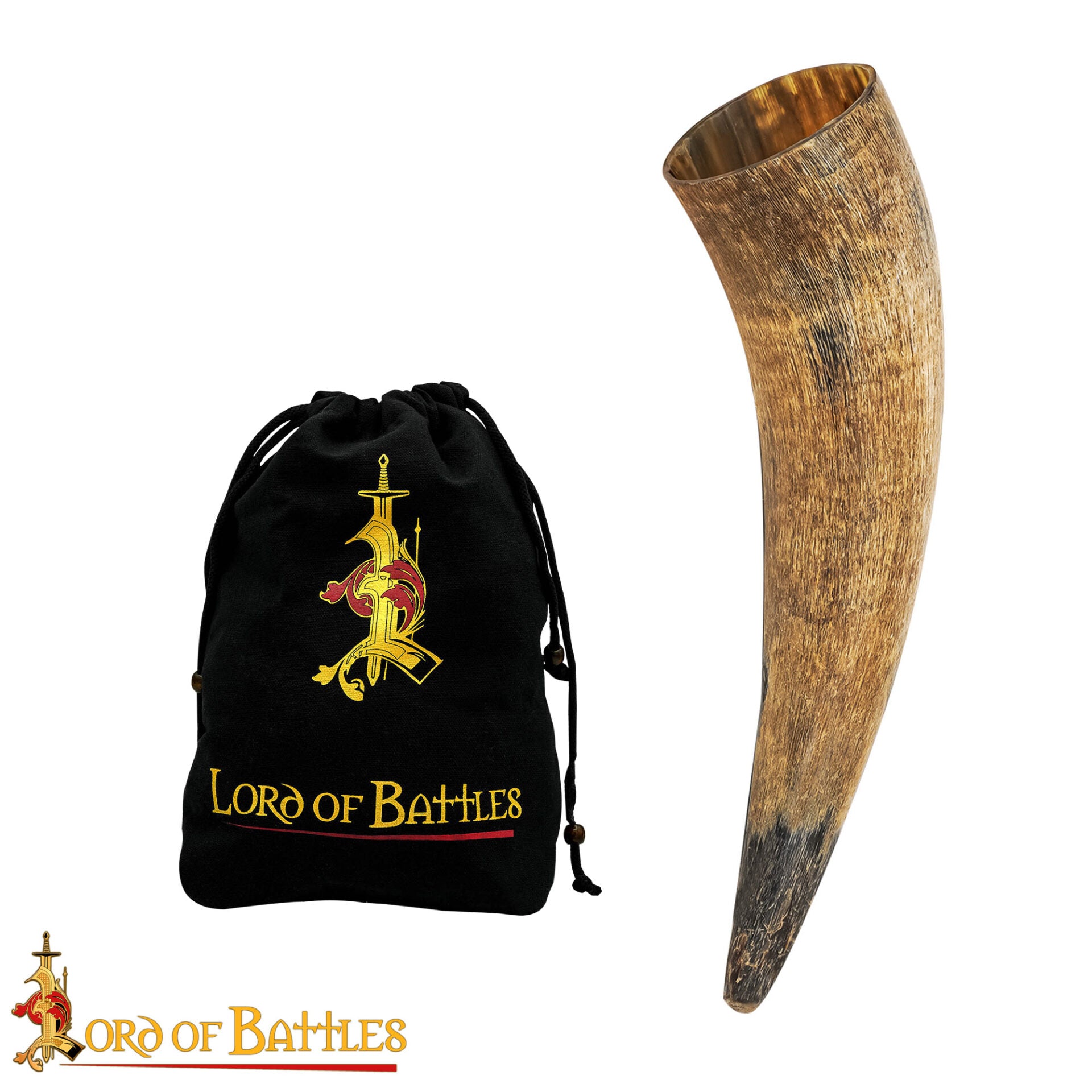 Cuerno vikingo de buey natural — Vaso artesanal para hidromiel - imagen 6