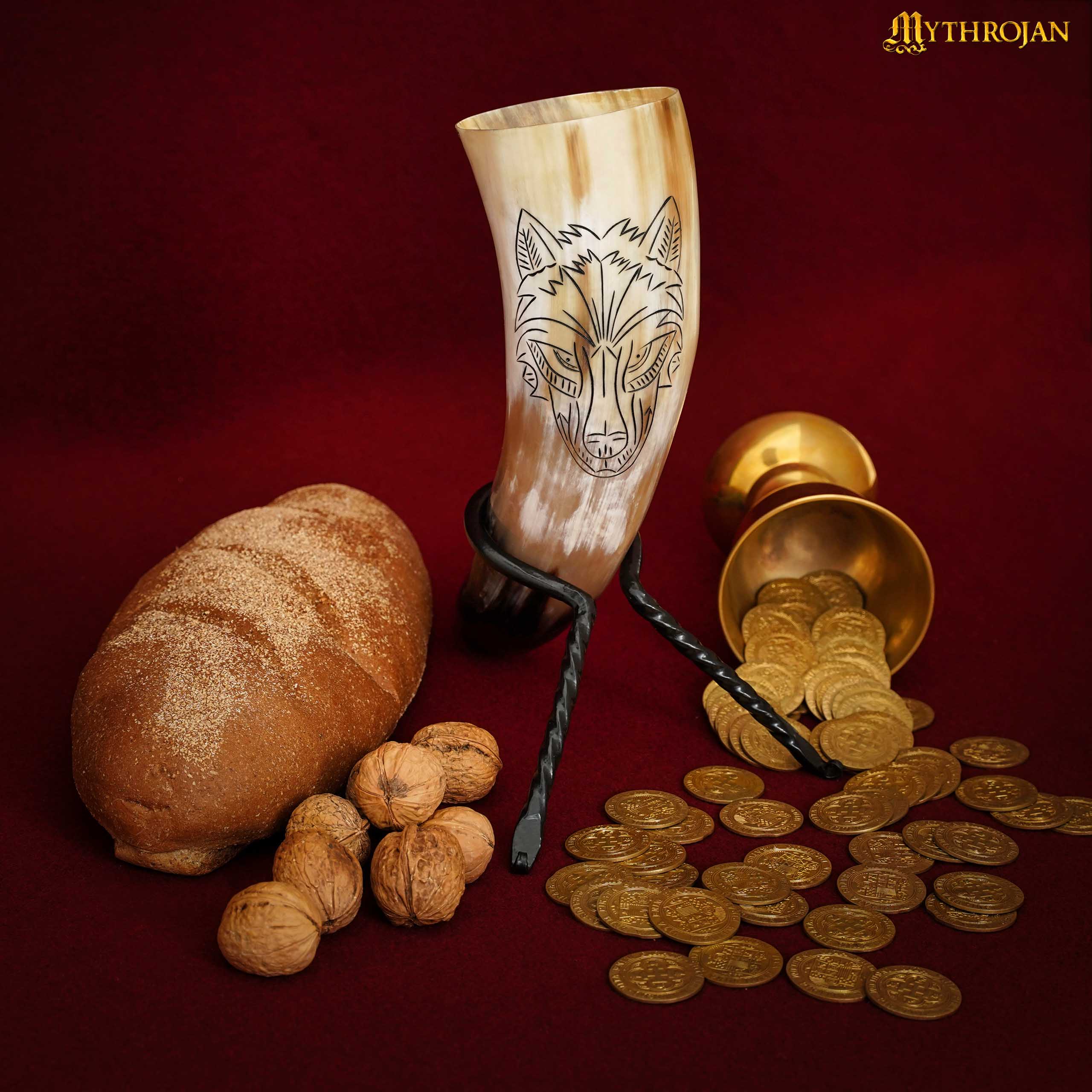 Cuerno vikingo para beber (400 ml) — cuerno de buey grabado a mano con funda - imagen 18