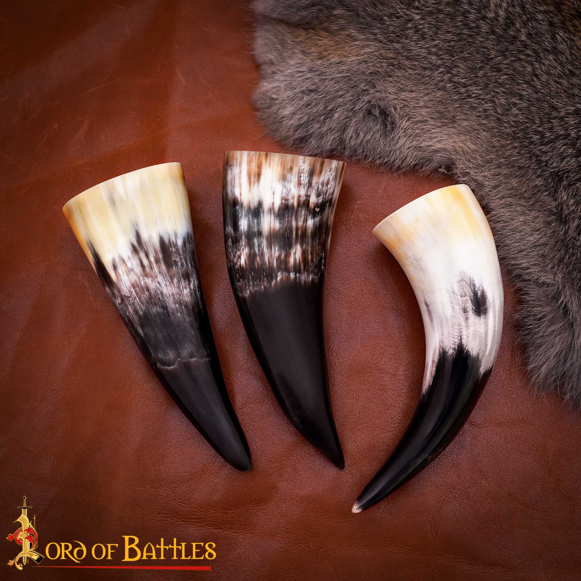 Imagen única de: Cuerno Vikingo de Buey Natural Hecho a Mano (Juego de 3)