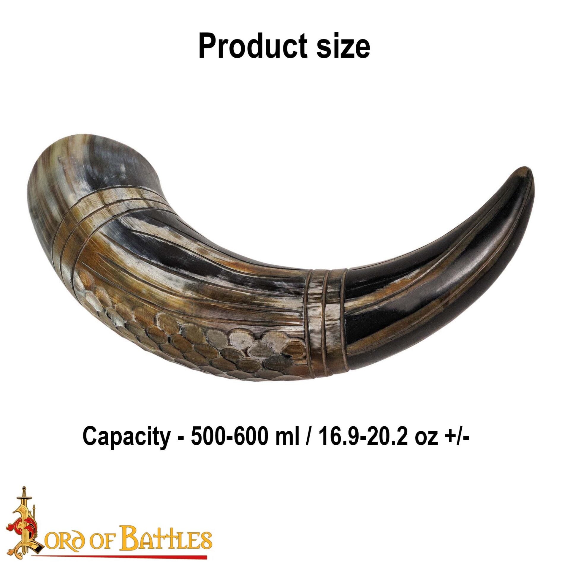 Imagen única de: Cuerno Vikingo Artesanal - Grabado Panal, 500-600 Ml