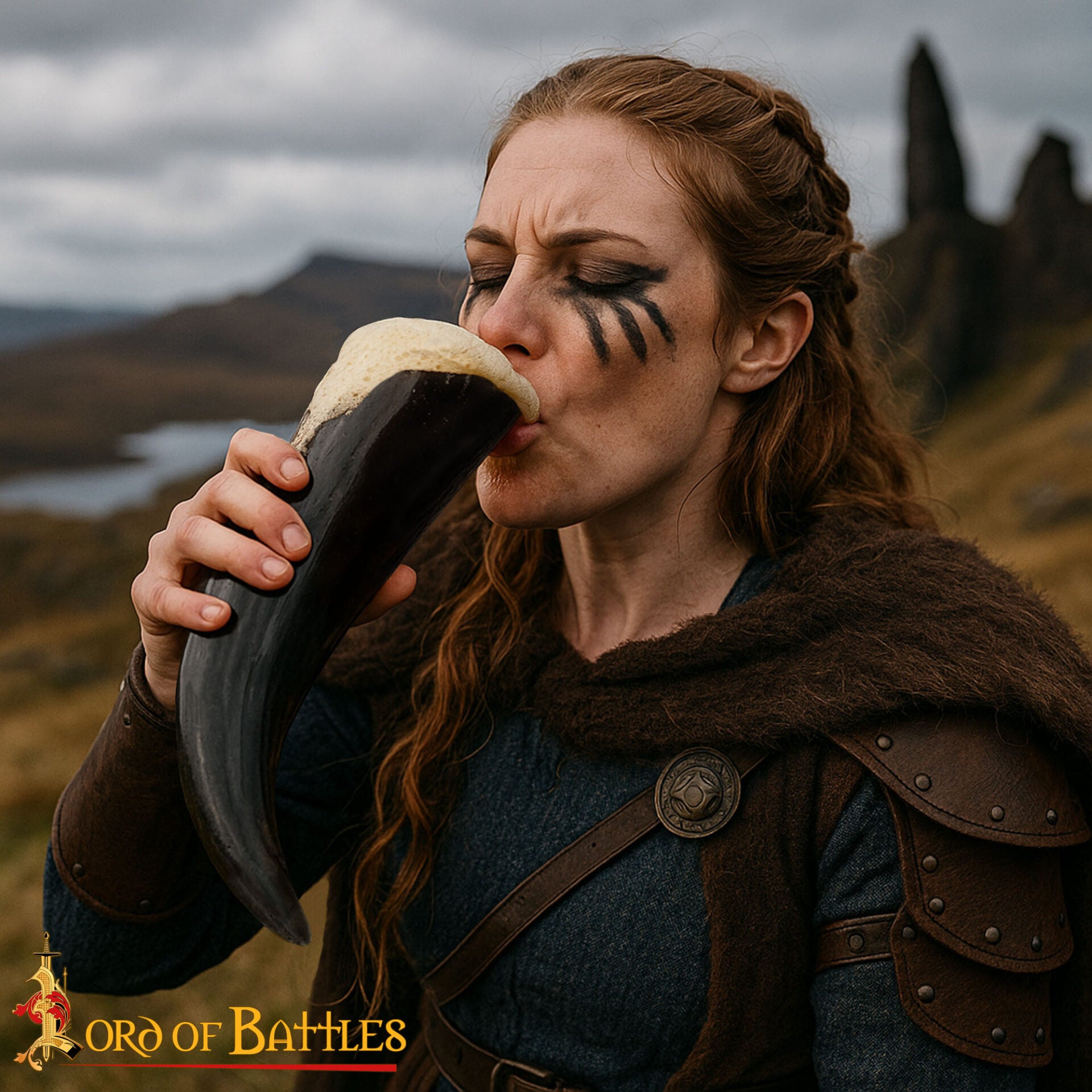 Cuerno de beber vikingo en cuerno de buey pulido - imagen 14