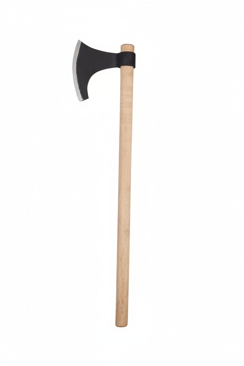 Hacha Vikinga Barbuda Hoja Forjada de Acero Al Carbono y Vástago de Madera, Guerrero Nórdico Hacha de Batalla Larp, Coleccionable - Imagen 4