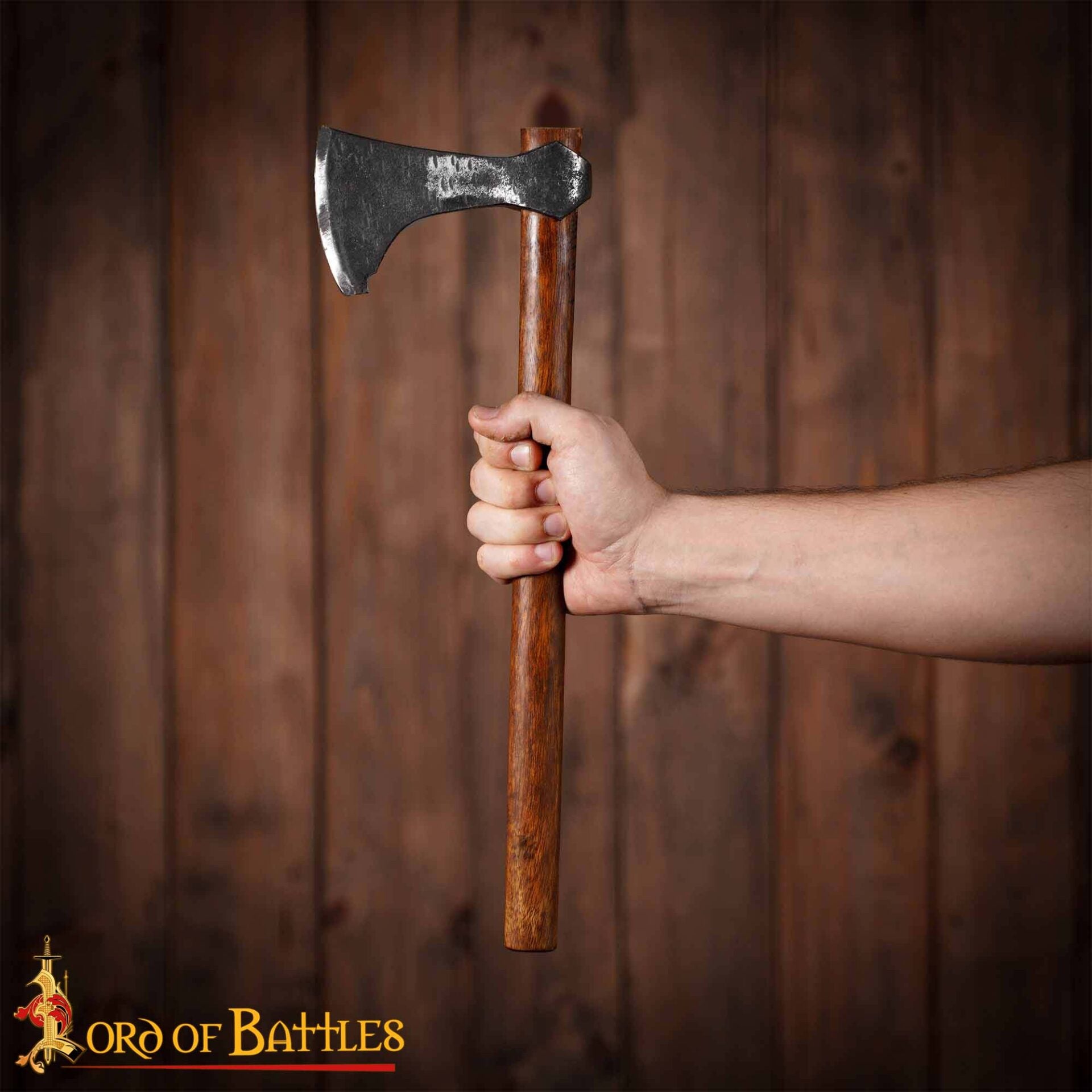 Hacha vikinga forjada a mano con cabeza de acero al carbono y mango de madera - imagen 6