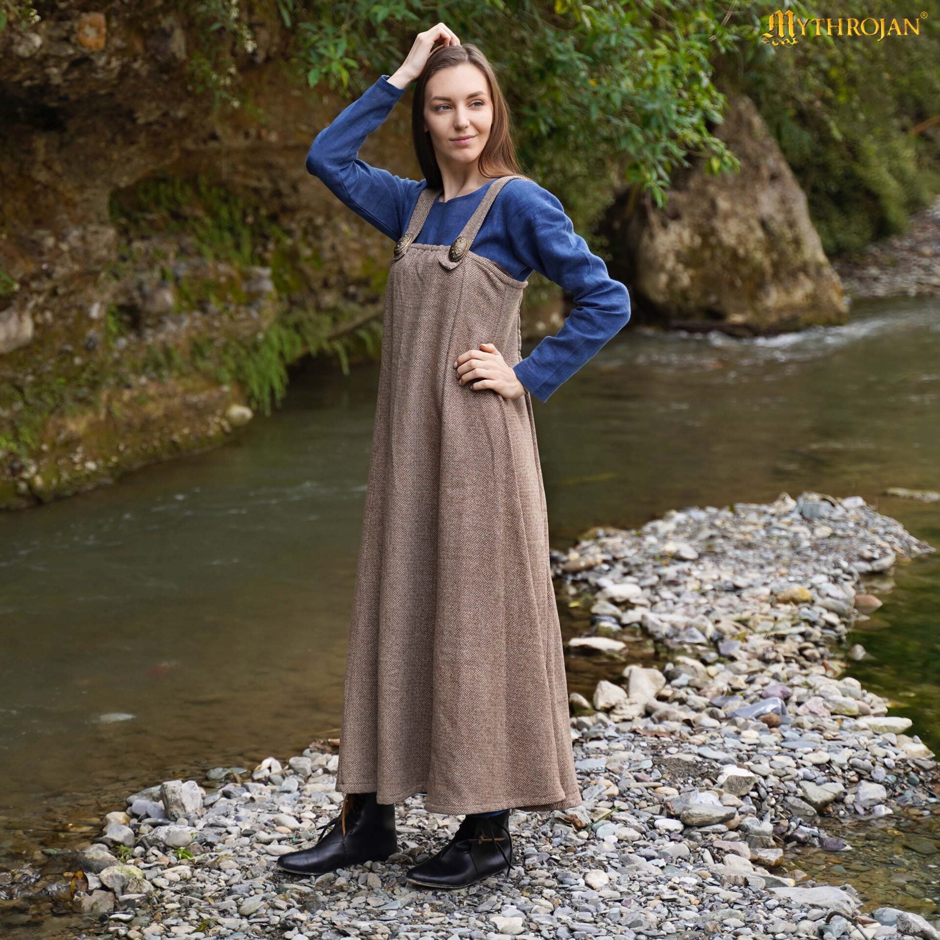 Vestido delantal vikingo Hilda - 100% lana reciclada - L