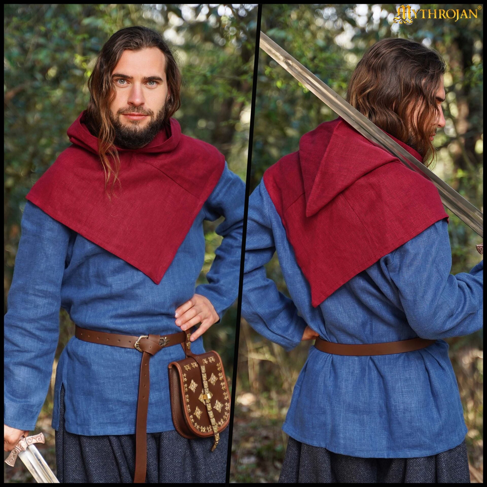 Capucha vikinga Skjoldehamn de lino 100% para recreación