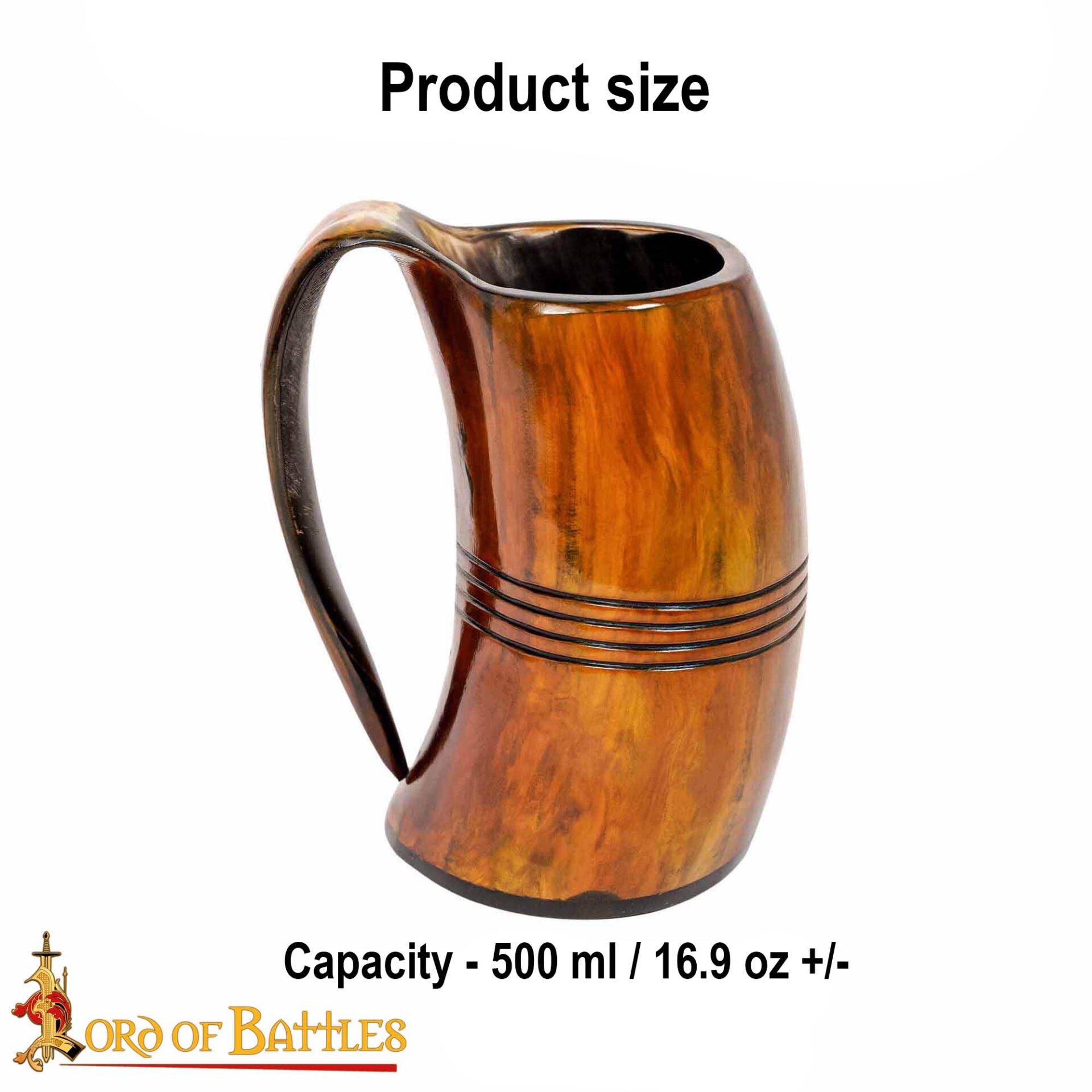 Jarra vikinga de cuerno de buey 500 ml - hecha a mano - imagen 3