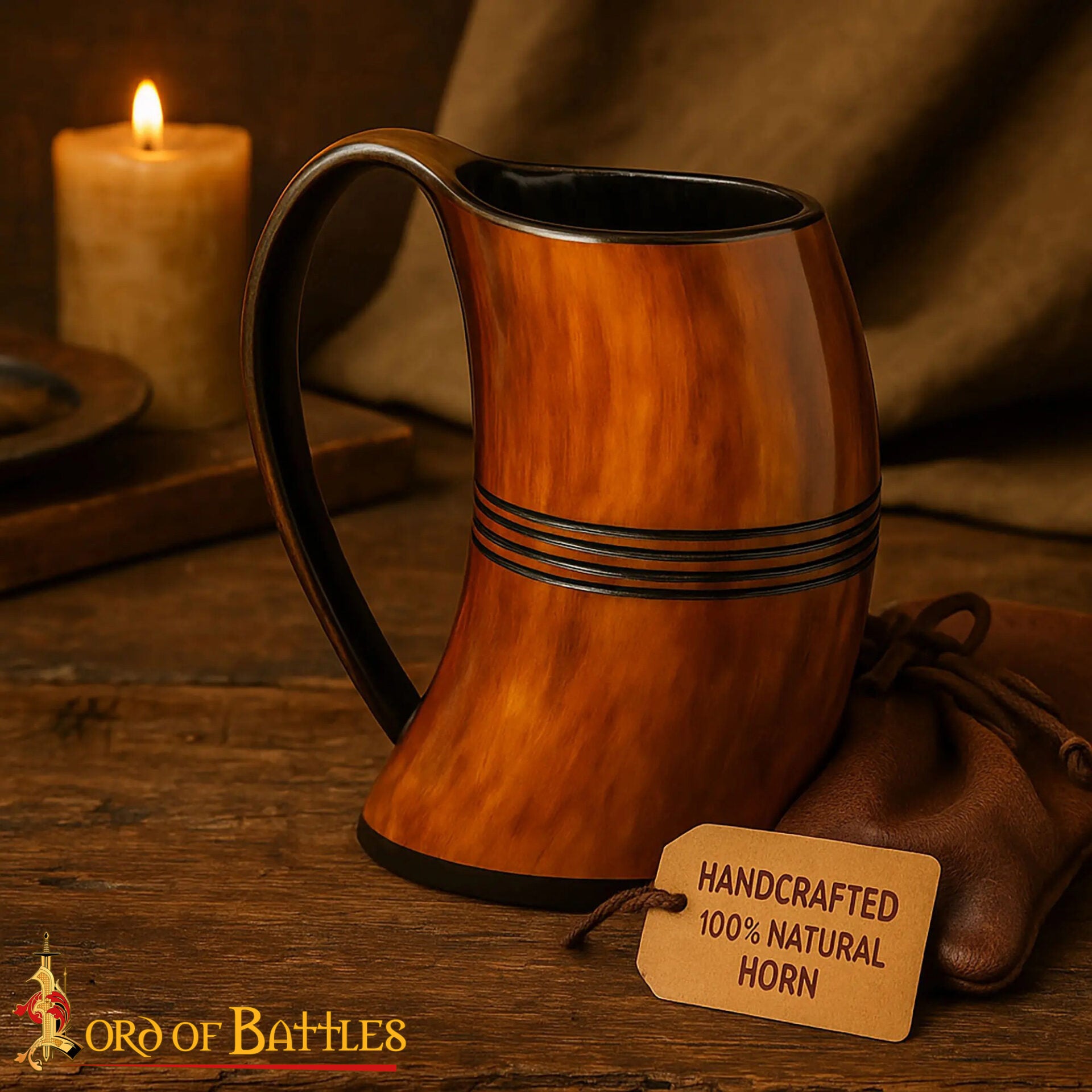 Jarra vikinga de cuerno de buey 500 ml - hecha a mano