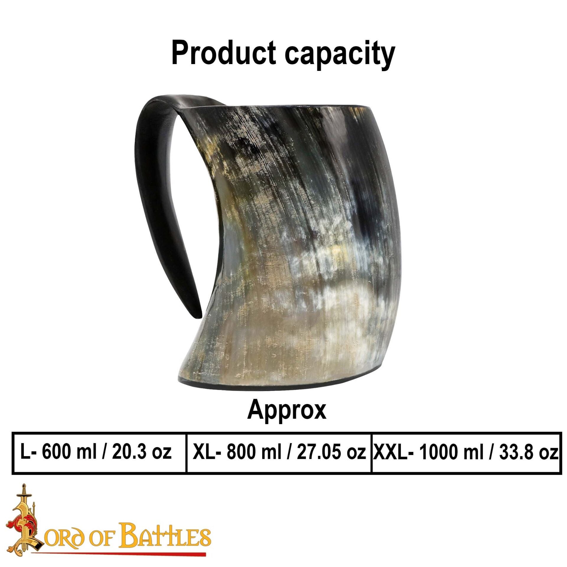 Jarra vikinga de cuerno natural pulido con asa - imagen 3