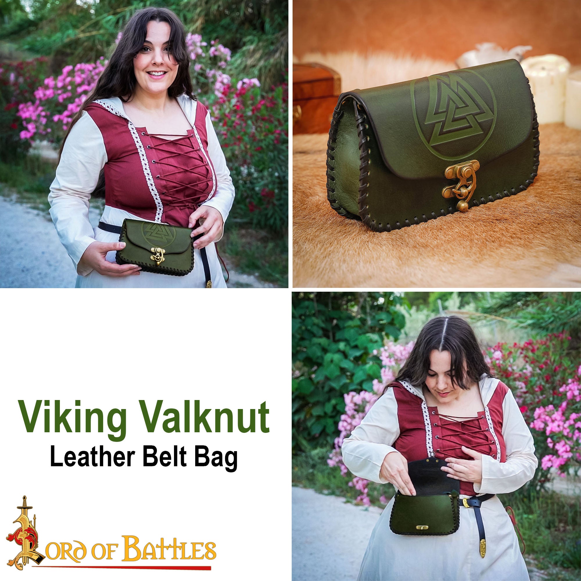 Bolsa de cinturón de cuero Valknut - imagen 10