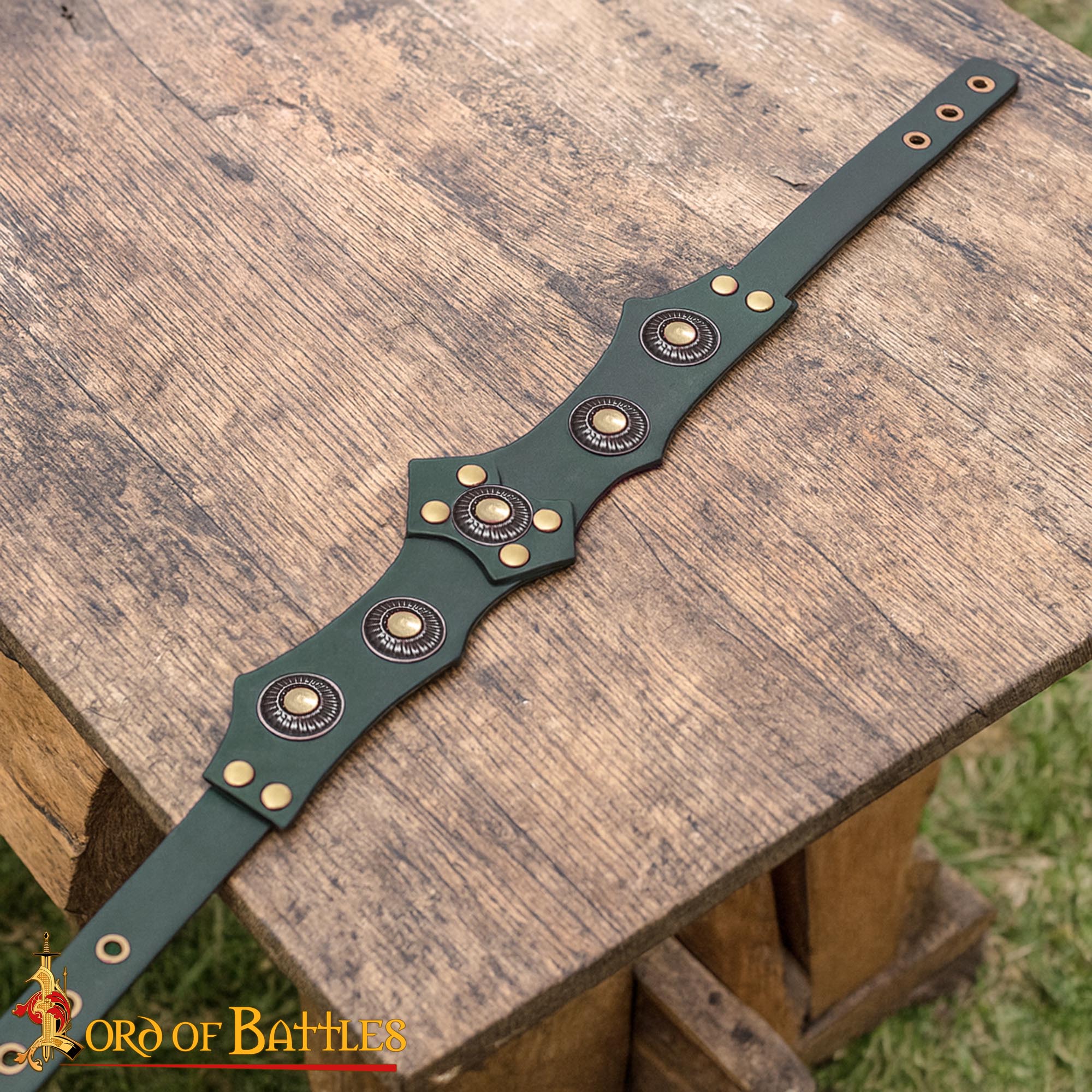 Diadema de cuero vikinga y medieval con adornos metálicos - imagen 5