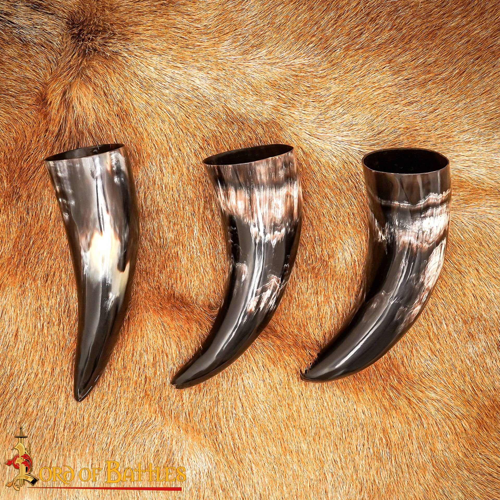 Set de 3 cuernos vikingos medievales de buey — 60–80 ml (extra pequeño) - imagen 8