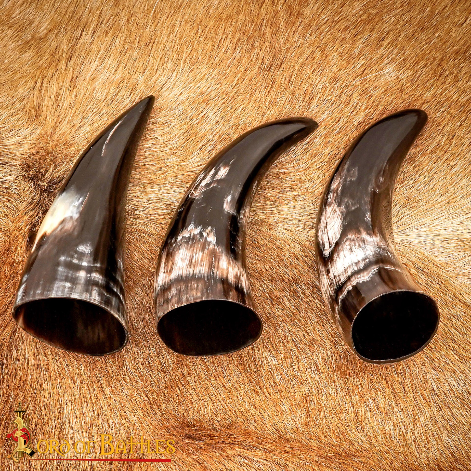 Set de 3 cuernos vikingos medievales de buey — 60–80 ml (extra pequeño) - imagen 9
