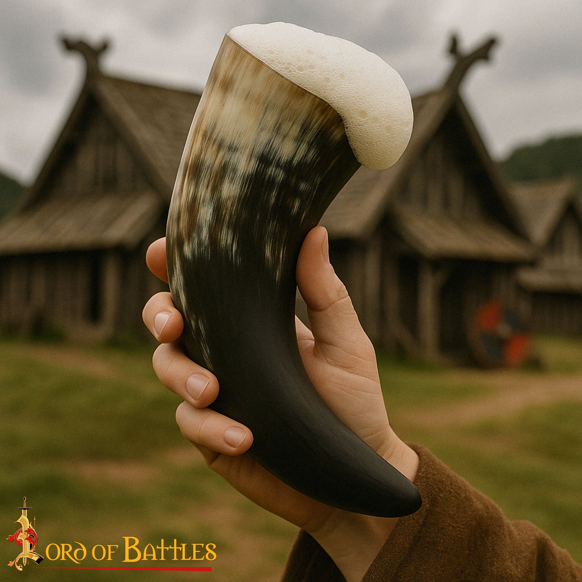 Cuerno de beber vikingo en cuerno de buey pulido - 700 ml
