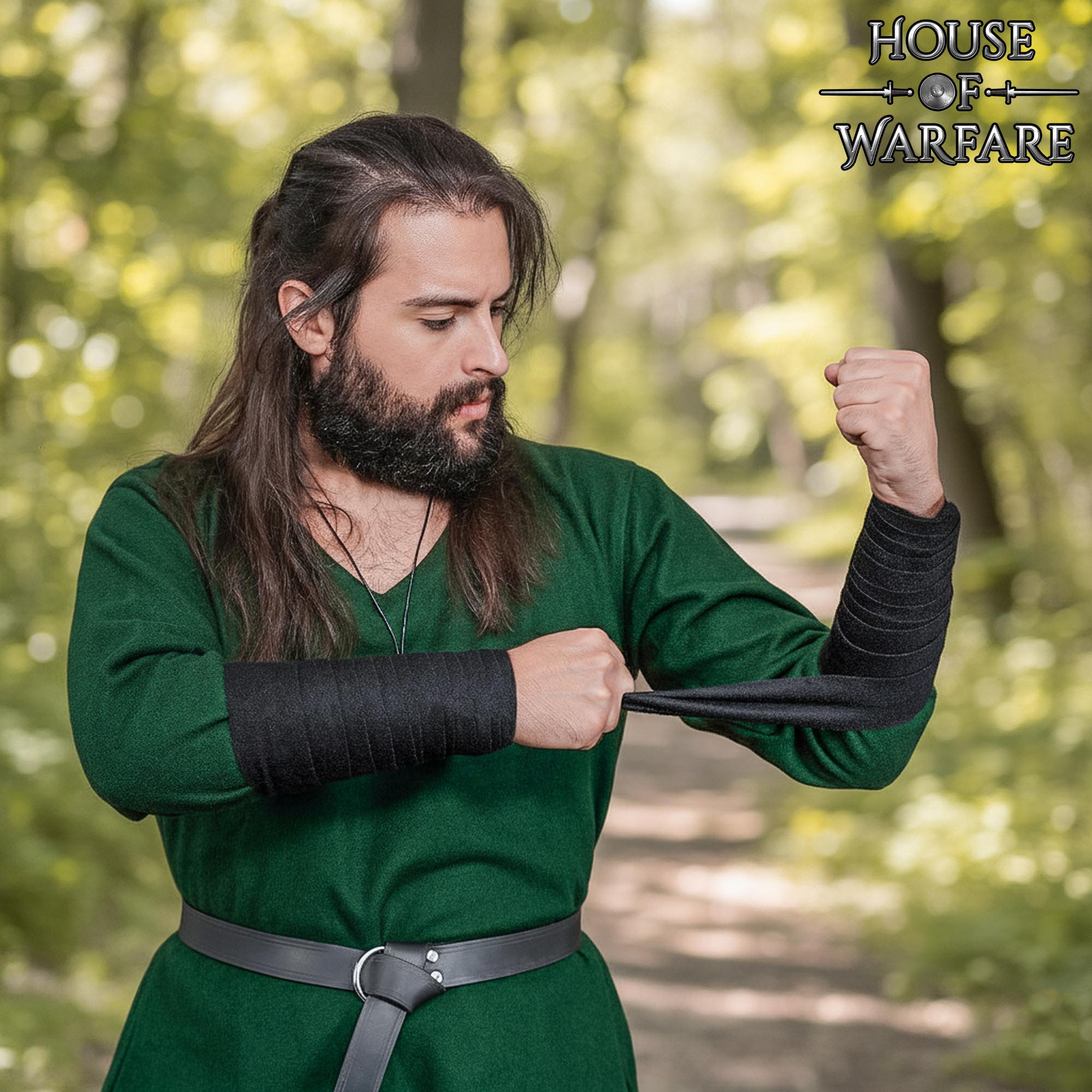 Vendas vikingas de brazo en mezcla 70% lana/30% nylon con fíbula de latón - par
