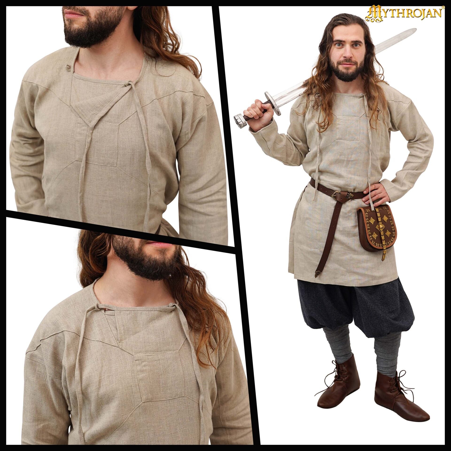 Túnica Viborg vikinga de lino 100% (siglo XI) - imagen 6