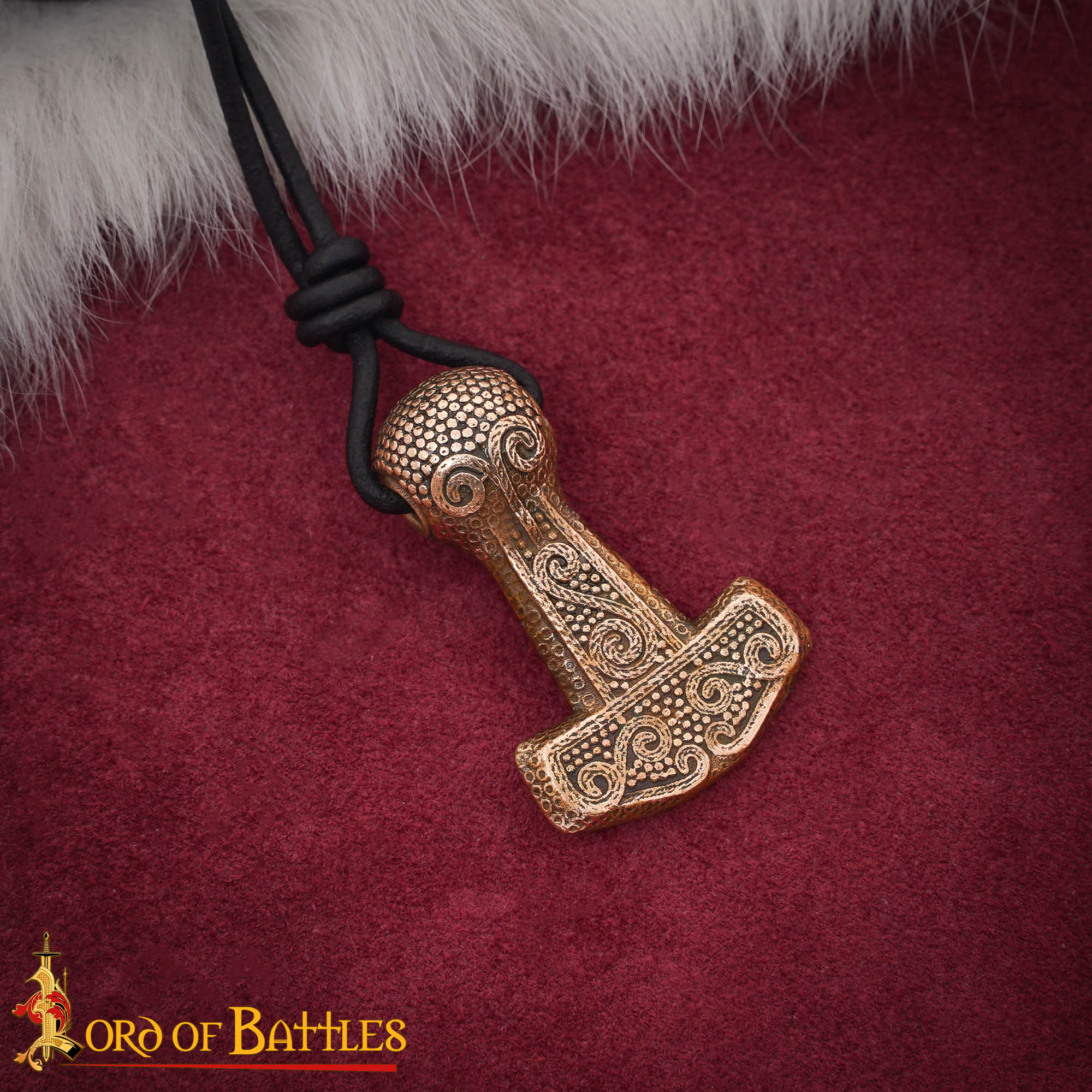 Imagen única de: Colgante Mjölnir de Bronce Macizo de la Era Vikinga con Cordón de Cuero Ajustable