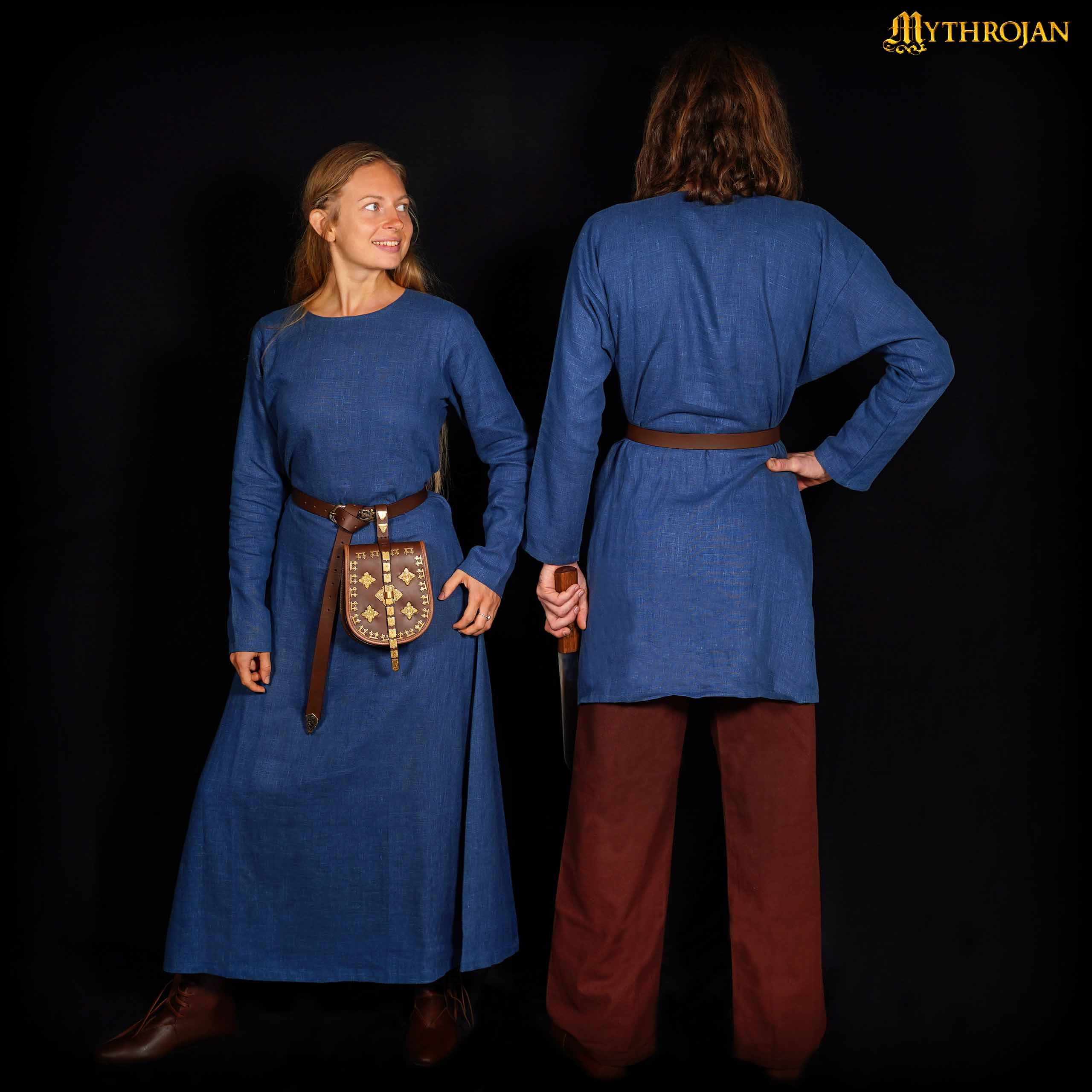 Túnica vikinga Erik en lino 100% - Negro - imagen 7