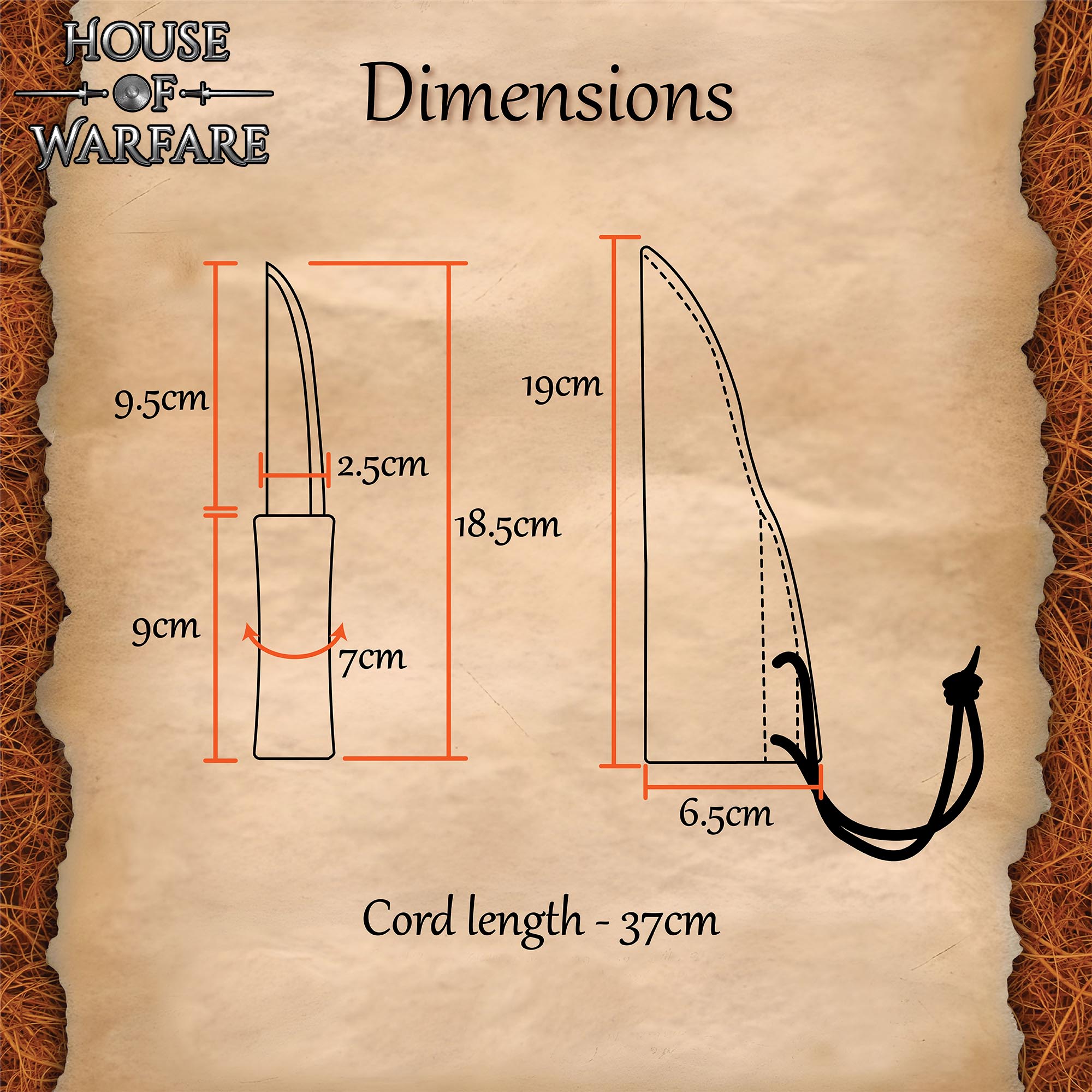 Cuchillo vikingo con funda de cuero y hoja de acero forjada - imagen 3