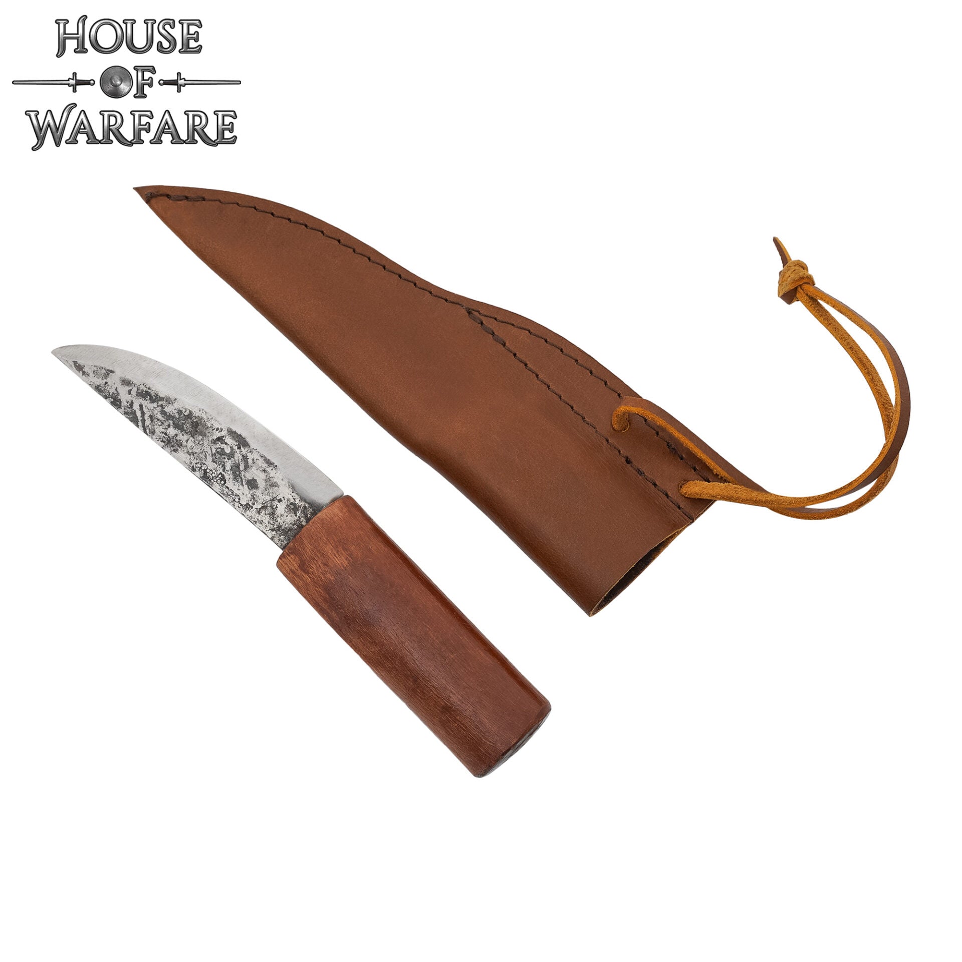 Cuchillo vikingo con funda de cuero y hoja de acero forjada - imagen 4
