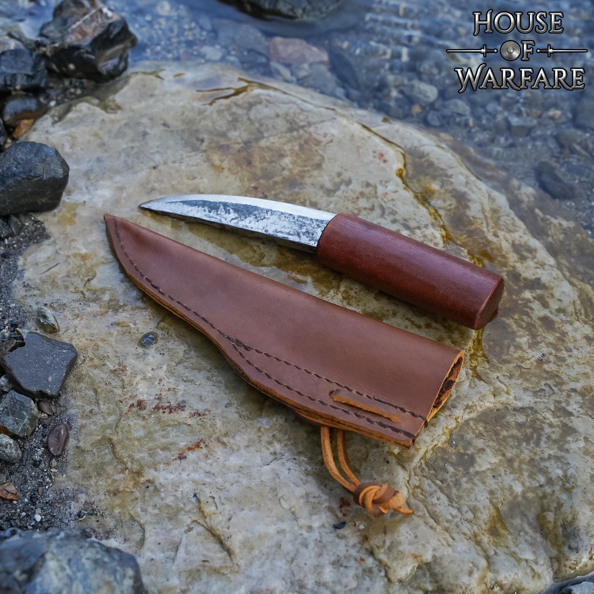 Cuchillo vikingo con funda de cuero y hoja de acero forjada - imagen 5
