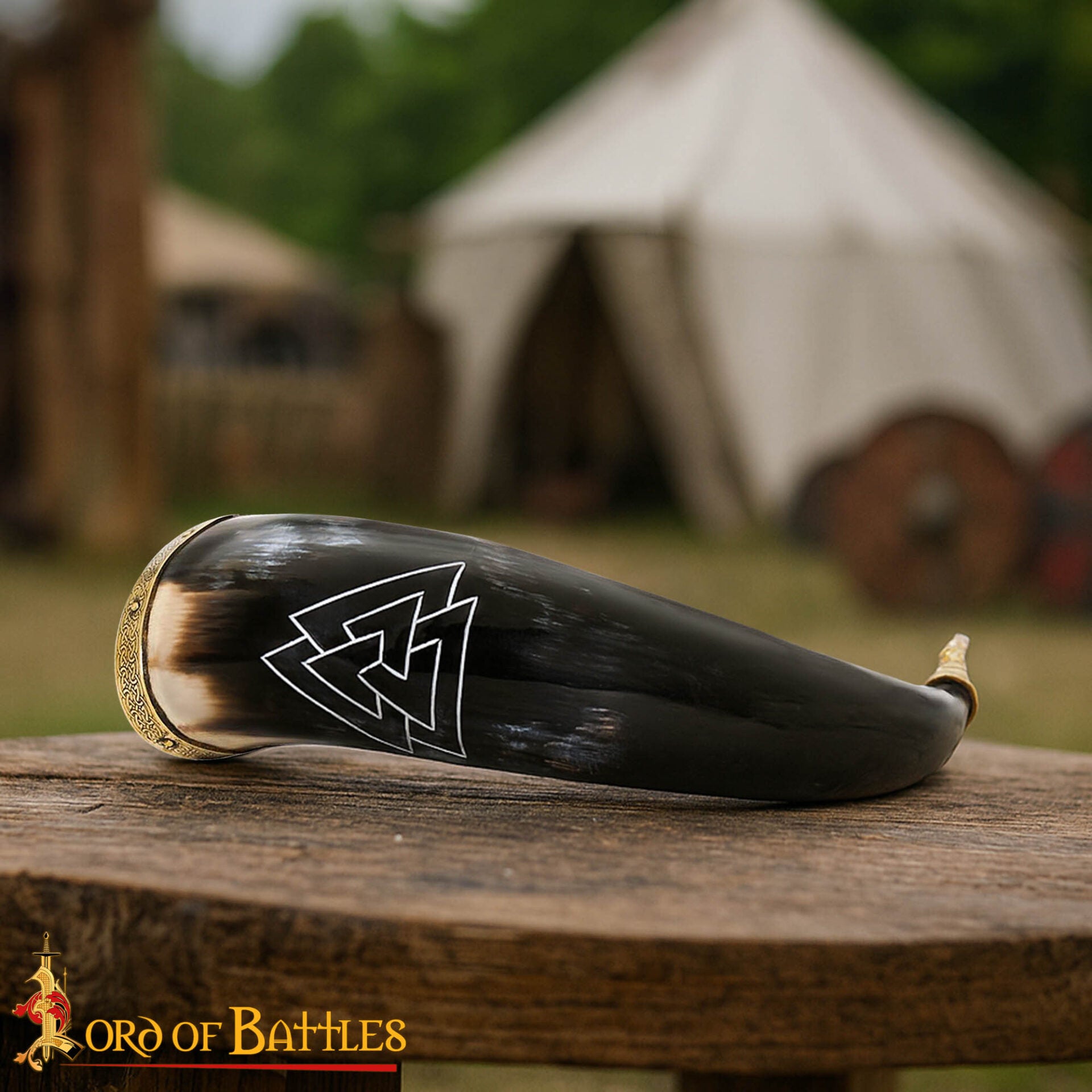 Imagen única de: Cuerno Artesanal de Buey con Grabado Valknut