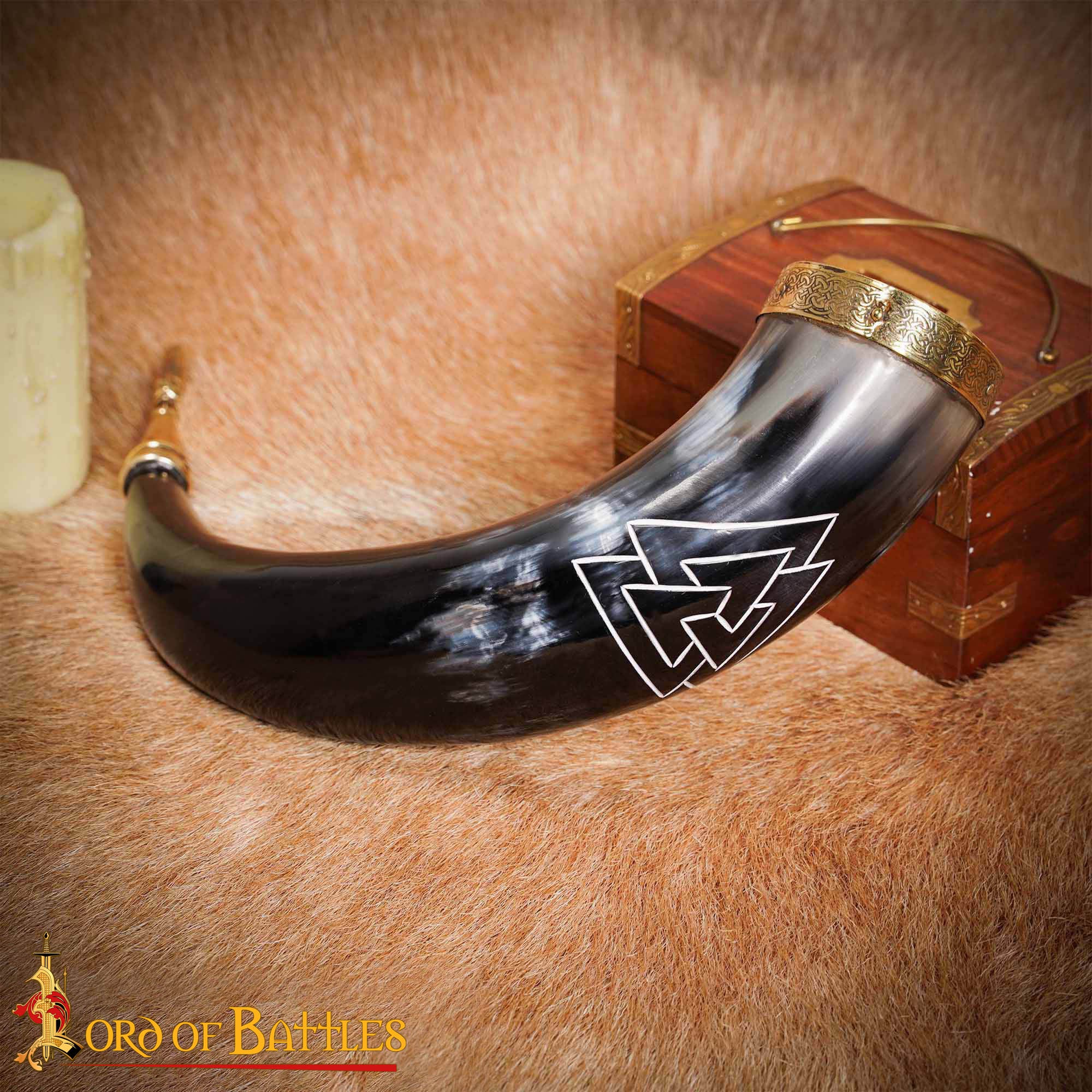 Imagen única de: Cuerno Artesanal de Buey con Grabado Valknut