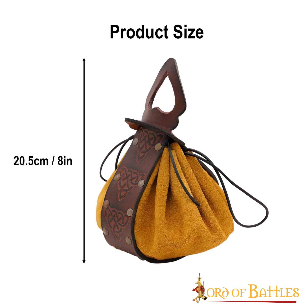 Bolsa de cinturón de cuero con nudos celtas en relieve - imagen 7