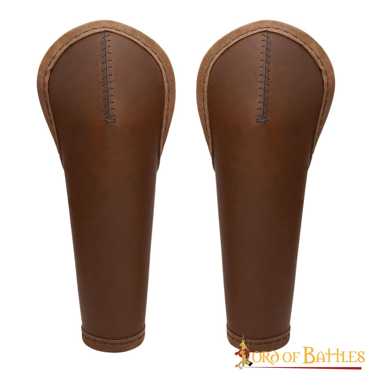 Brazaletes Medievales de Cuero con Protección para el Codo - Guardabrazos Artesanales con Cordón Ajustable - Imagen 11