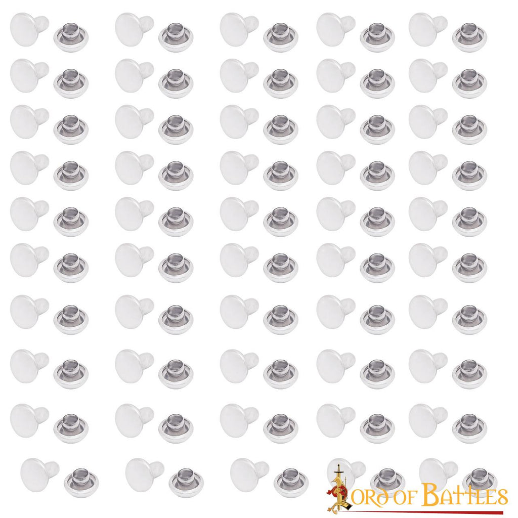 7mm Steel Tich Buttons - Set of 50 Pieces for Crafts